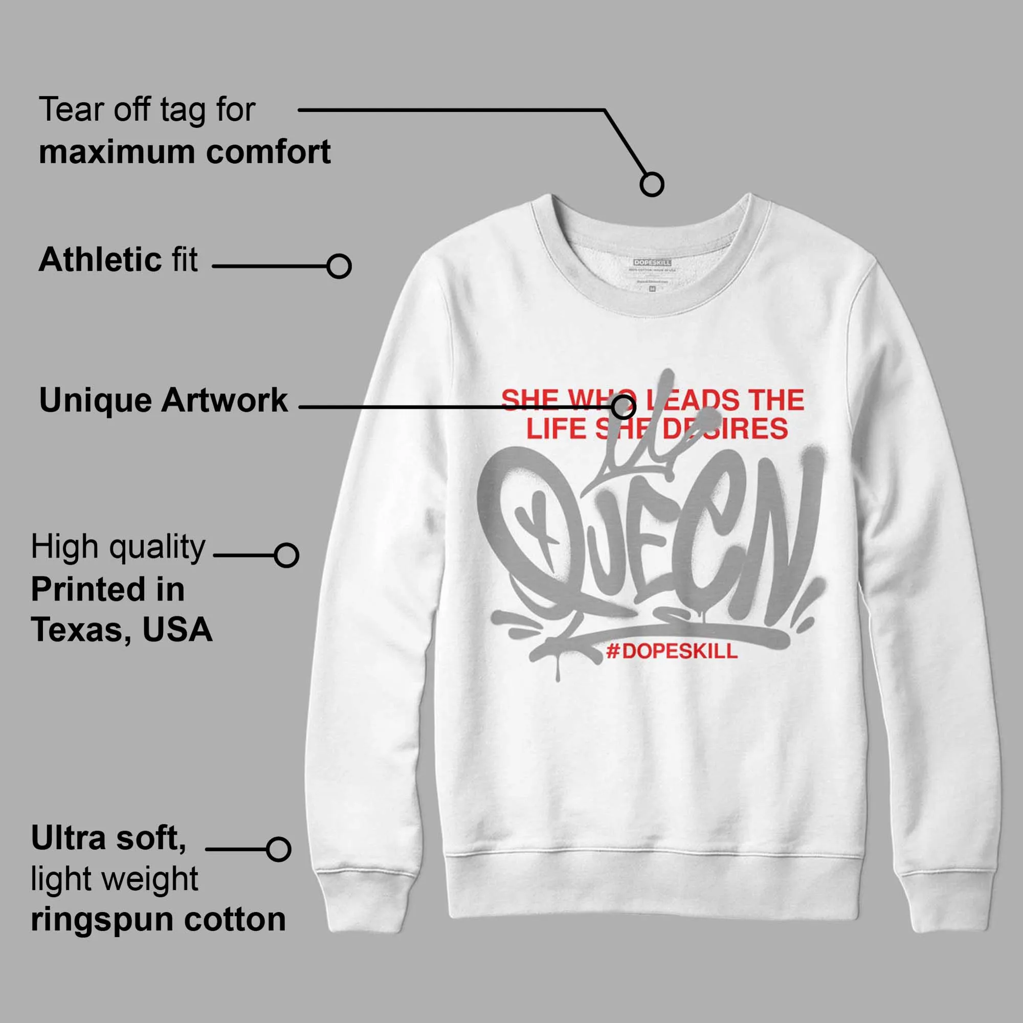 Grey Collection DopeSkill Sweatshirt Queen Graphic sold by DopeSkill product image thumbnail 3