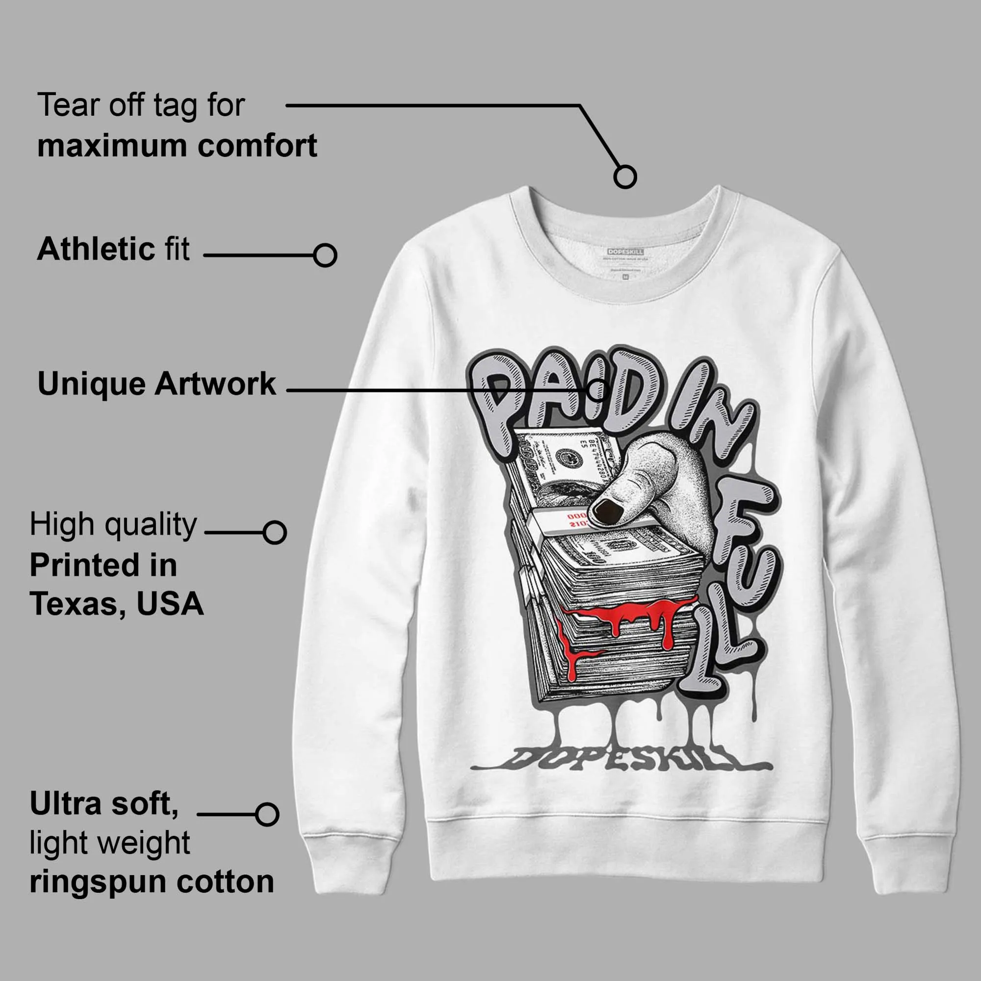 Grey Collection DopeSkill Sweatshirt Paid In Full Graphic sold by DopeSkill product image thumbnail 3