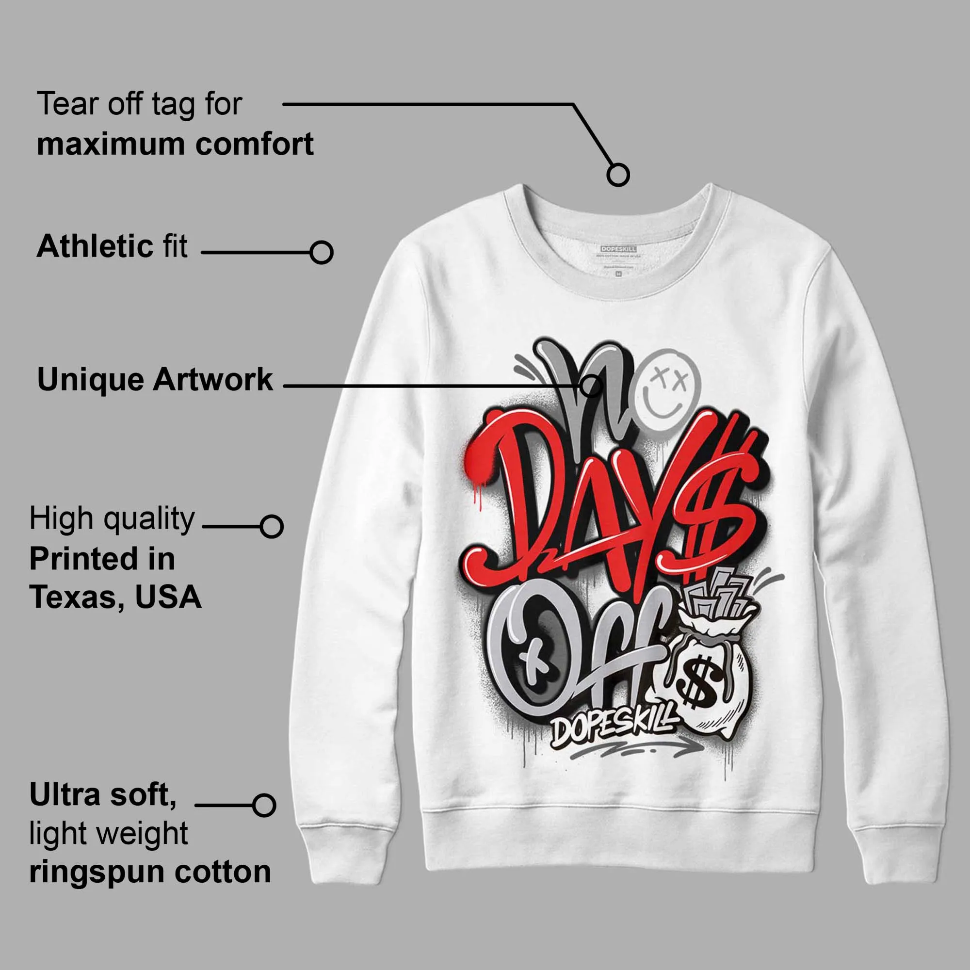 Grey Collection DopeSkill Sweatshirt No Days Off Graphic sold by DopeSkill product image thumbnail 3