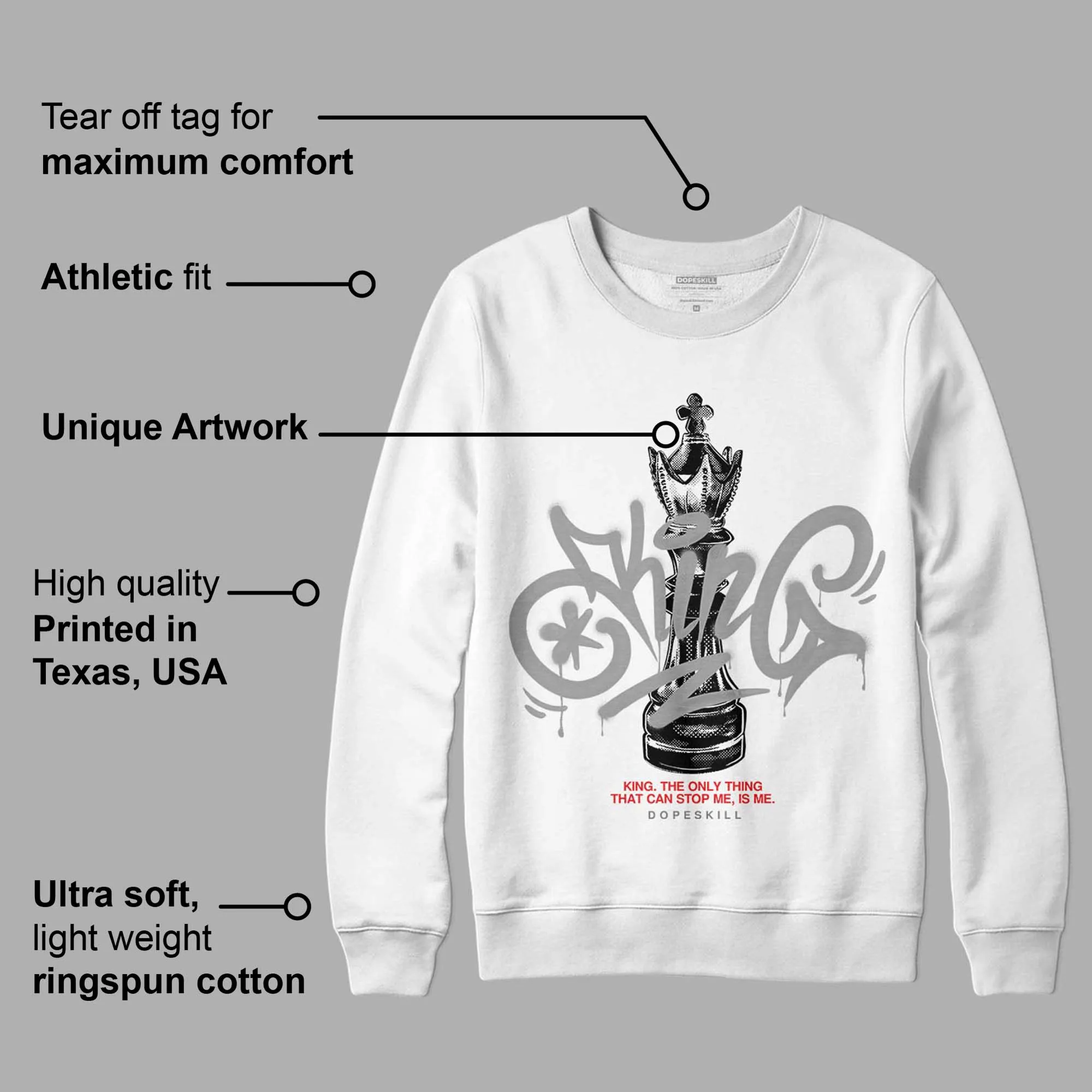 Grey Collection DopeSkill Sweatshirt King Chess Graphic sold by DopeSkill product image thumbnail 3