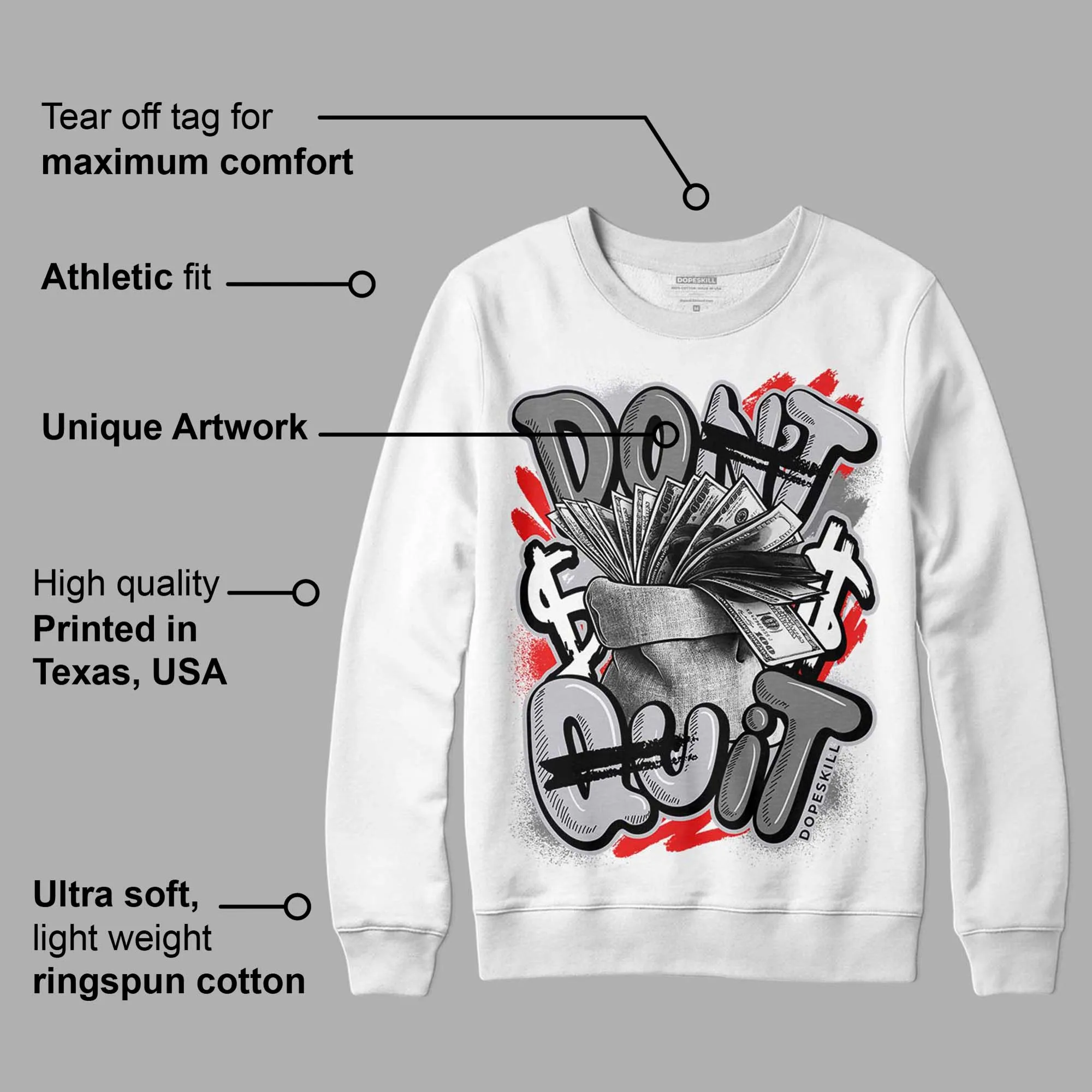 Grey Collection DopeSkill Sweatshirt Don't Quit Graphic sold by DopeSkill product image thumbnail 3