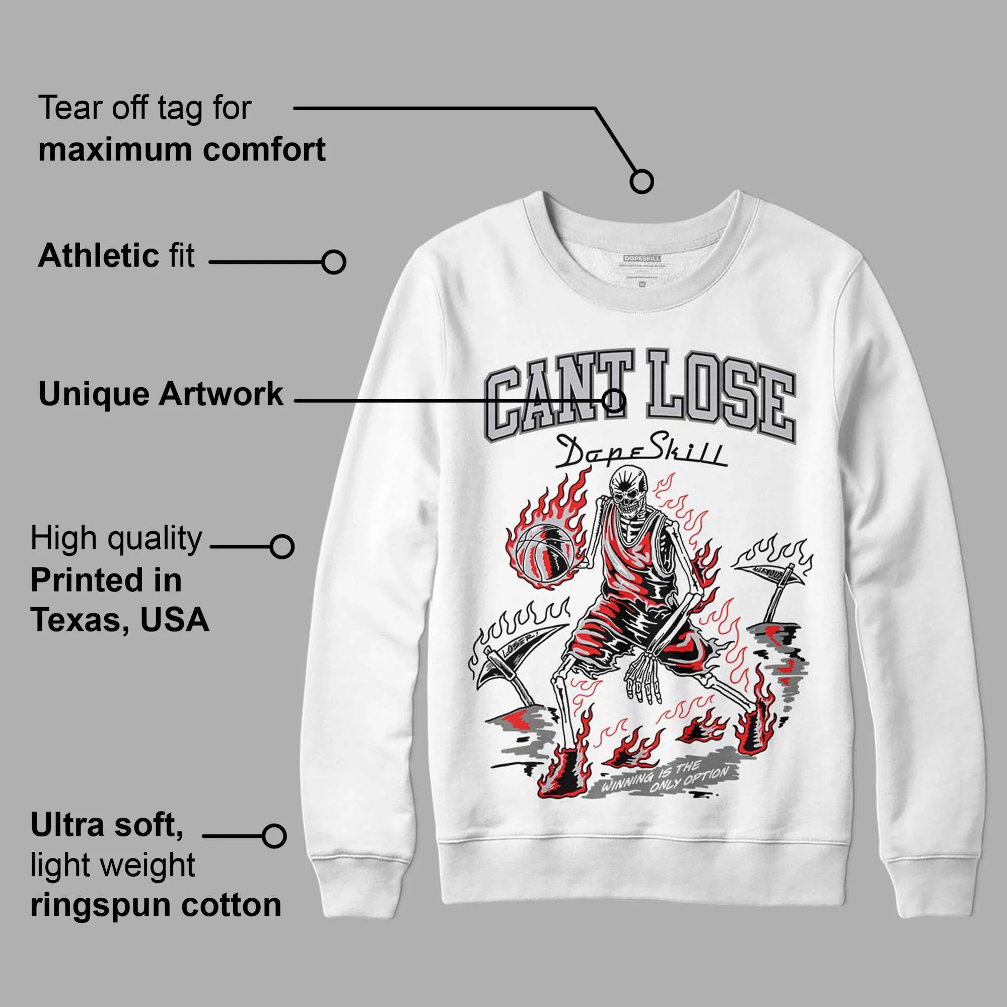 Grey Collection DopeSkill Sweatshirt Cant Lose Graphic sold by DopeSkill product image thumbnail 3
