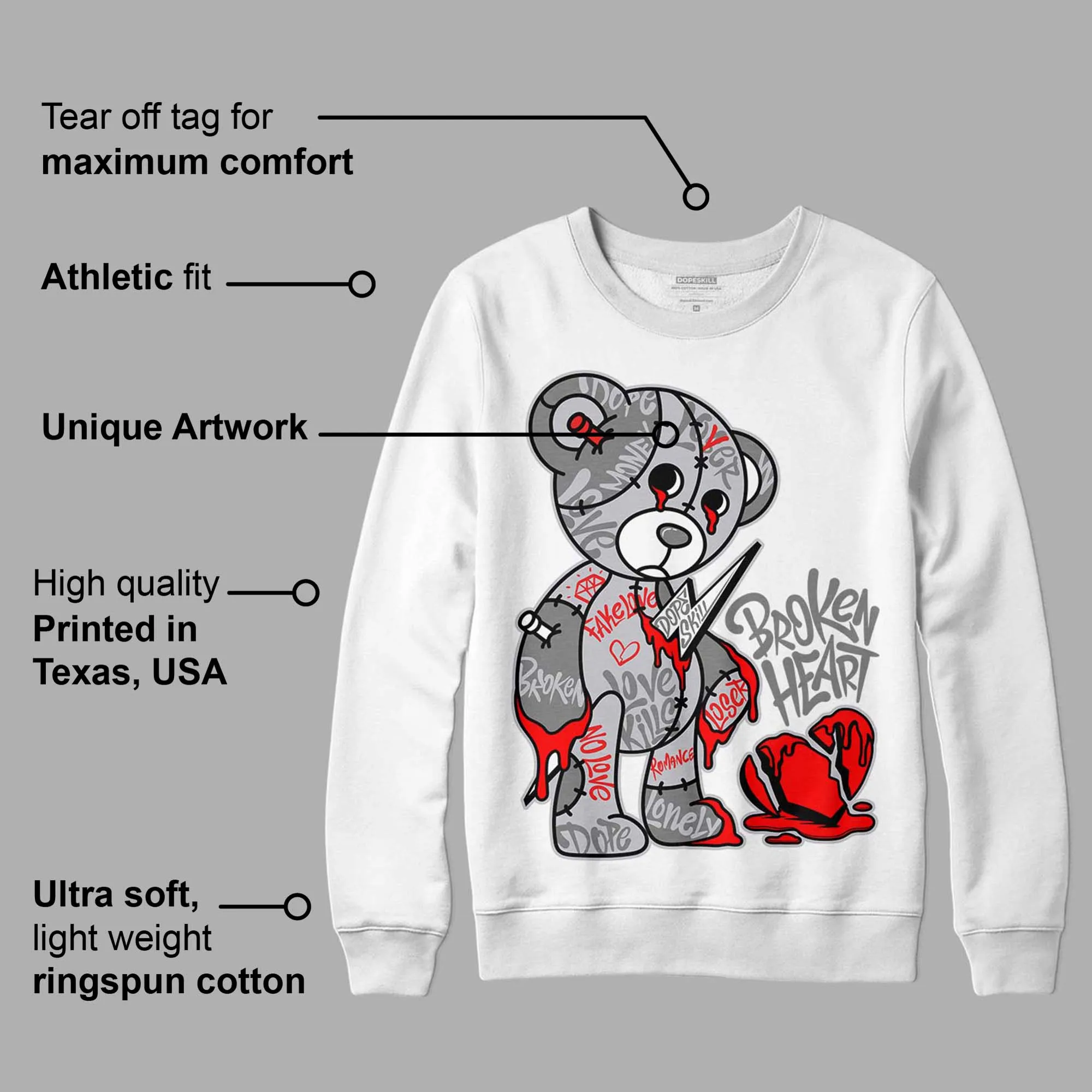 Grey Collection DopeSkill Sweatshirt Broken Heart Graphic sold by DopeSkill product image thumbnail 3