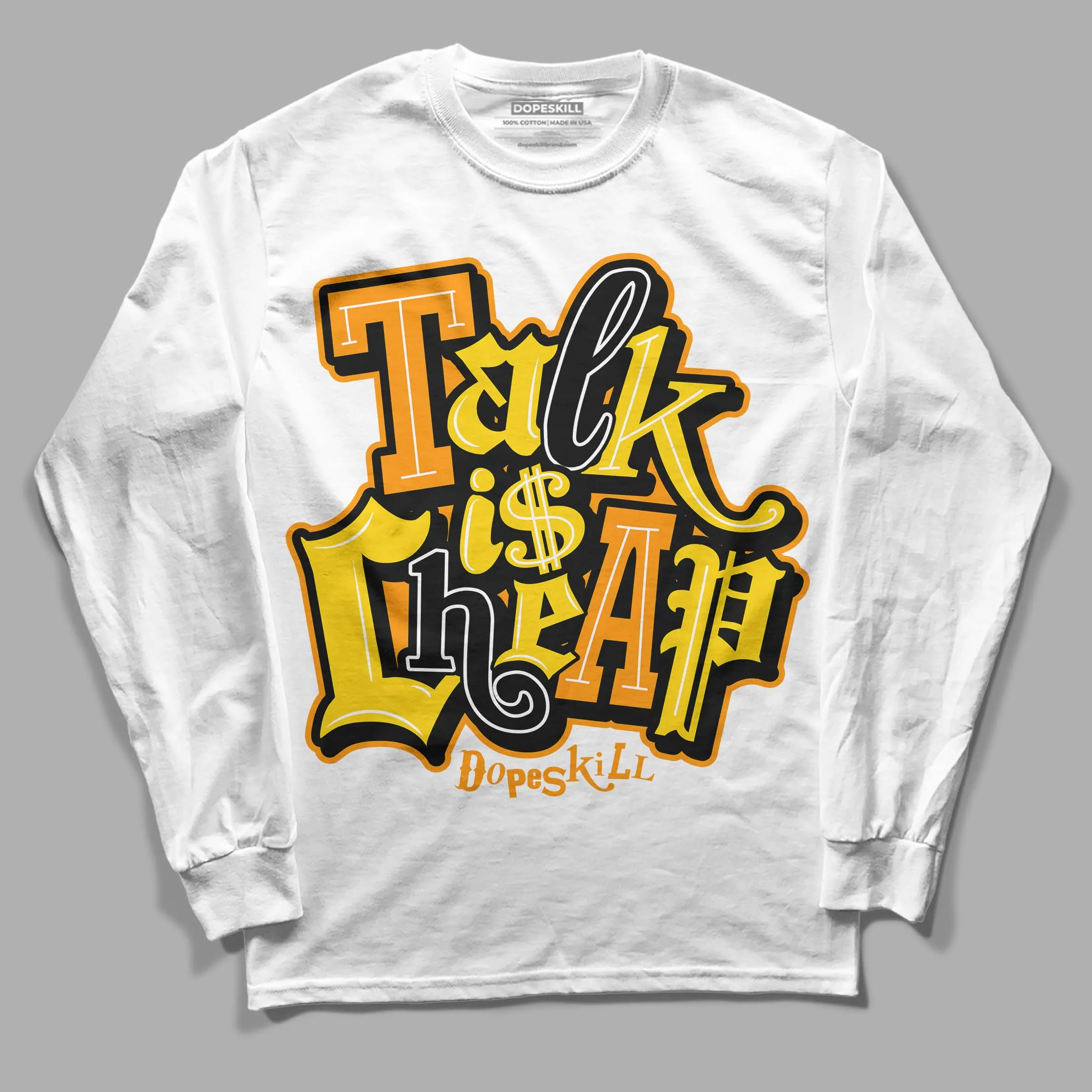 Yellow Ochre 6s DopeSkill Long Sleeve T-Shirt Talk Is Chip Graphic sold by DopeSkill product image thumbnail 2