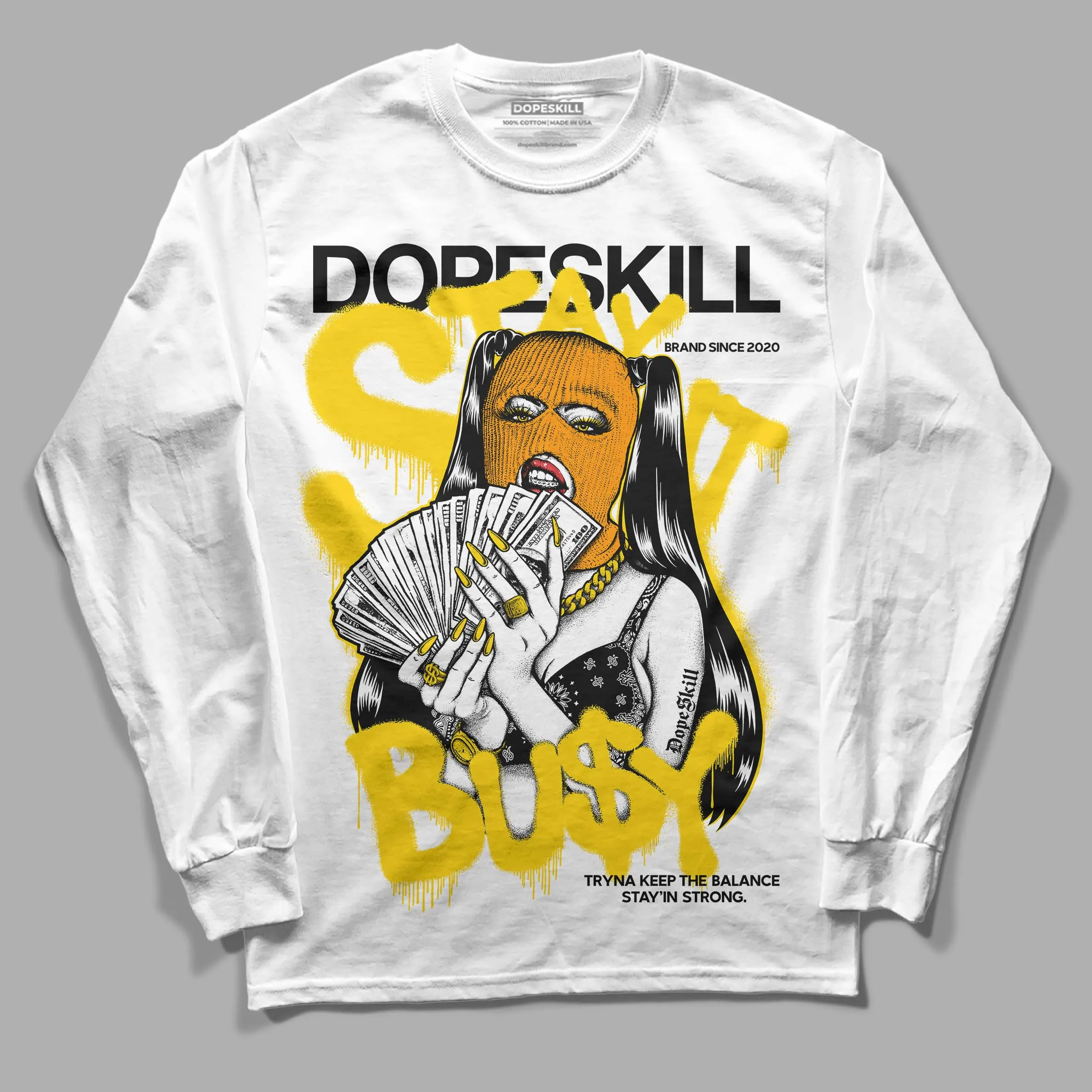 Yellow Ochre 6s DopeSkill Long Sleeve T-Shirt Stay It Busy Graphic sold by DopeSkill product image thumbnail 2