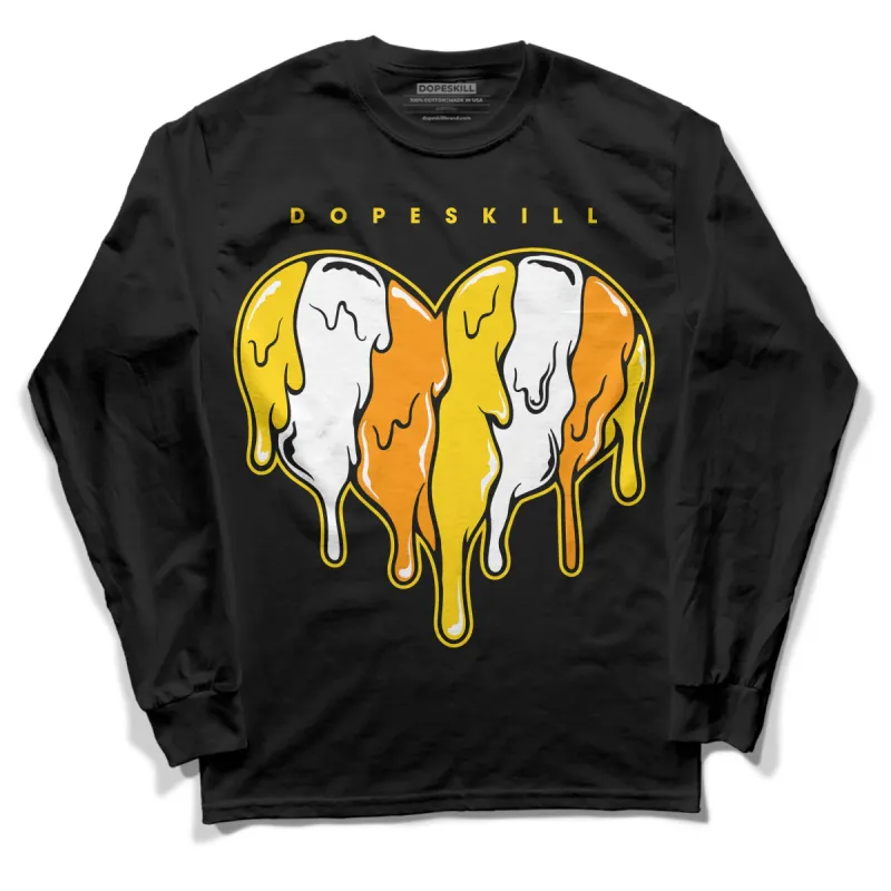 Yellow Ochre 6s DopeSkill Long Sleeve T-Shirt Slime Drip Heart Graphic made by DopeSkill