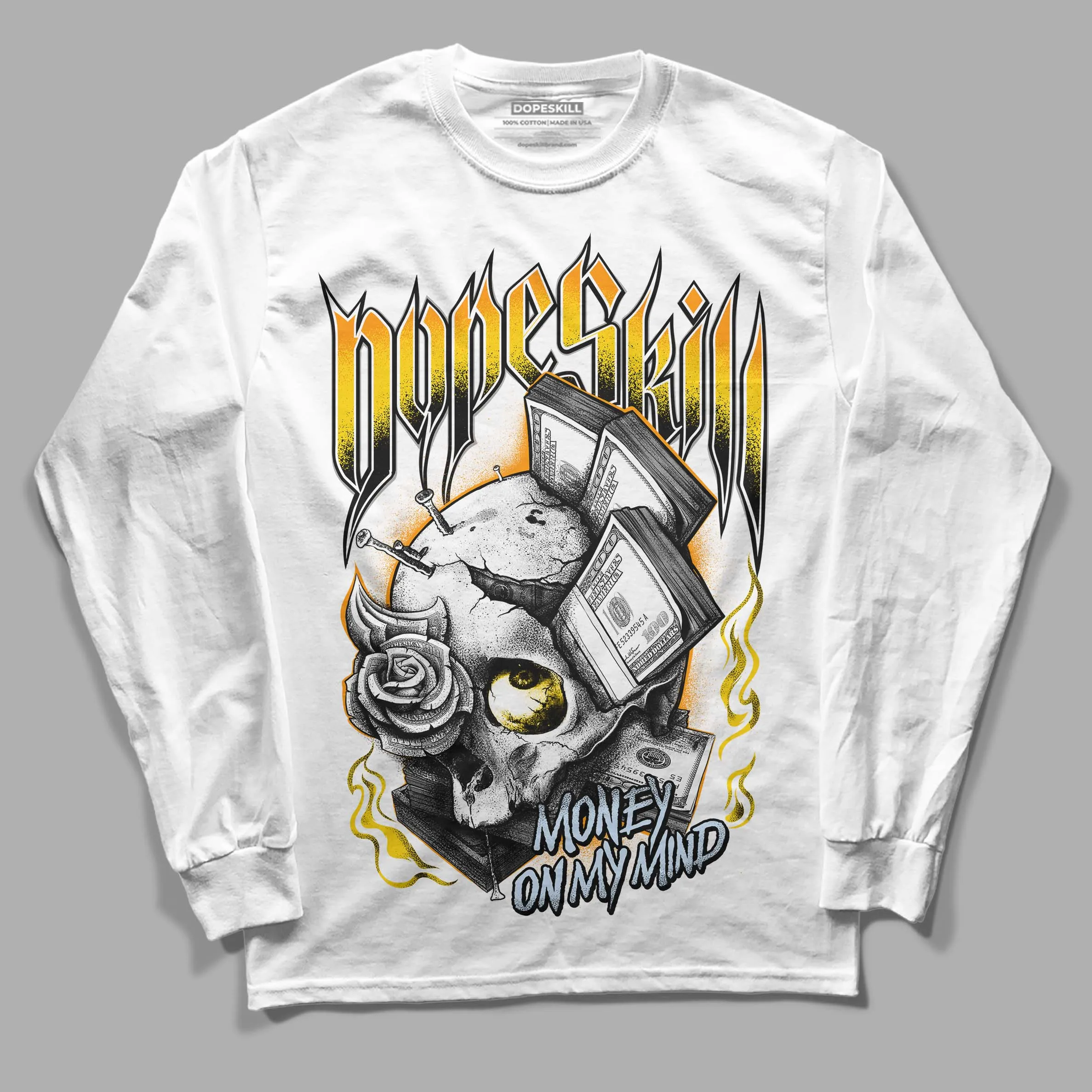 Yellow Ochre 6s DopeSkill Long Sleeve T-Shirt Money On My Mind Graphic sold by DopeSkill product image thumbnail 2