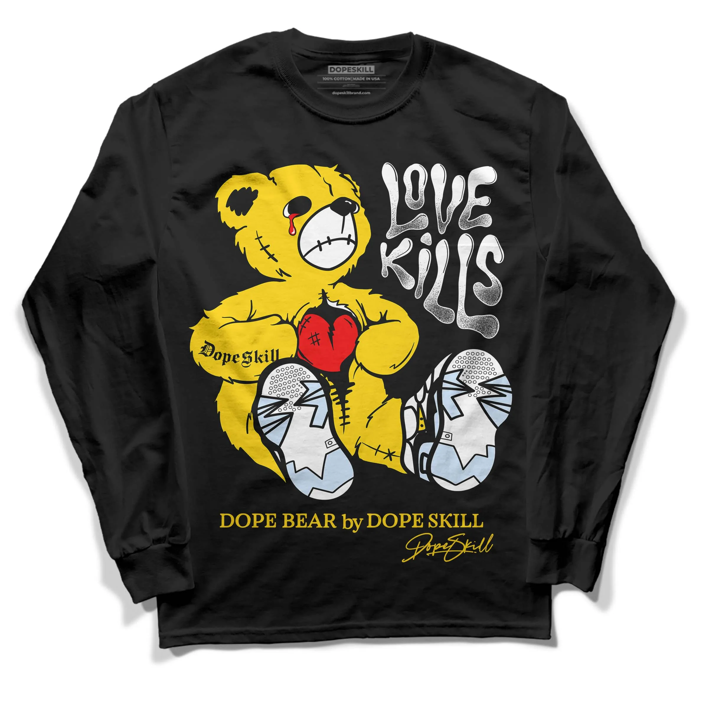 Yellow Ochre 6s DopeSkill Long Sleeve T-Shirt Love Kills Graphic sold by DopeSkill