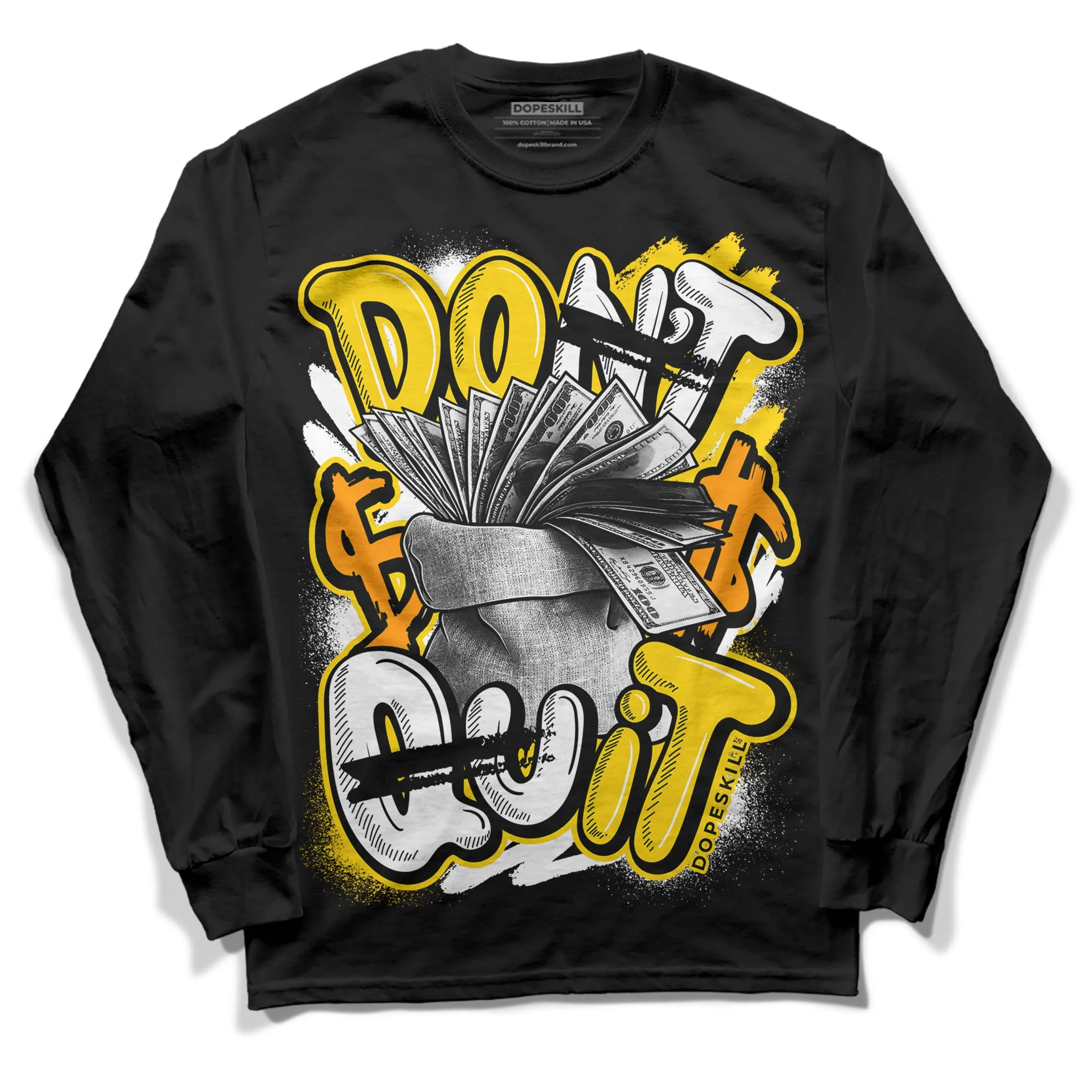 Yellow Ochre 6s DopeSkill Long Sleeve T-Shirt Don't Quit Graphic sold by DopeSkill