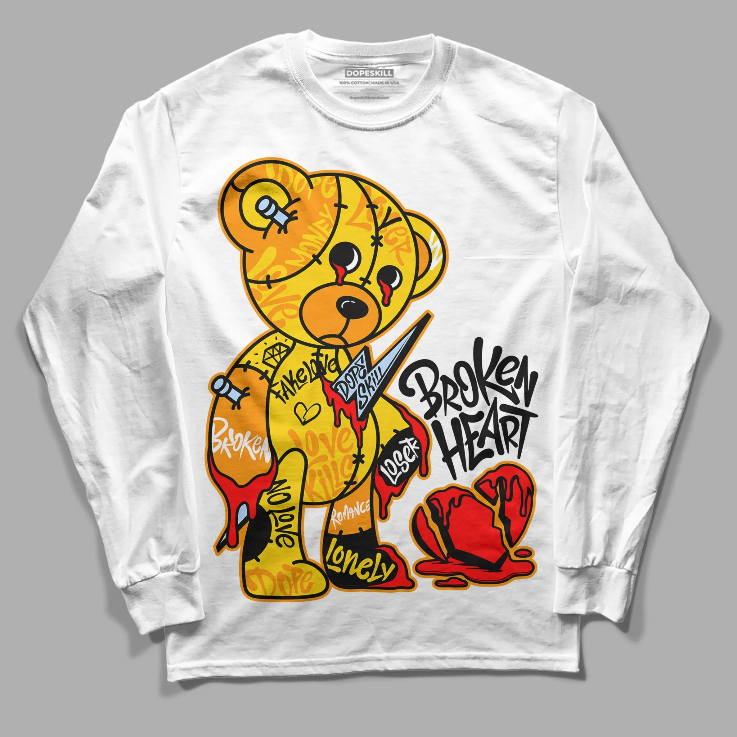 Yellow Ochre 6s DopeSkill Long Sleeve T-Shirt Broken Heart Graphic sold by DopeSkill product image thumbnail 2