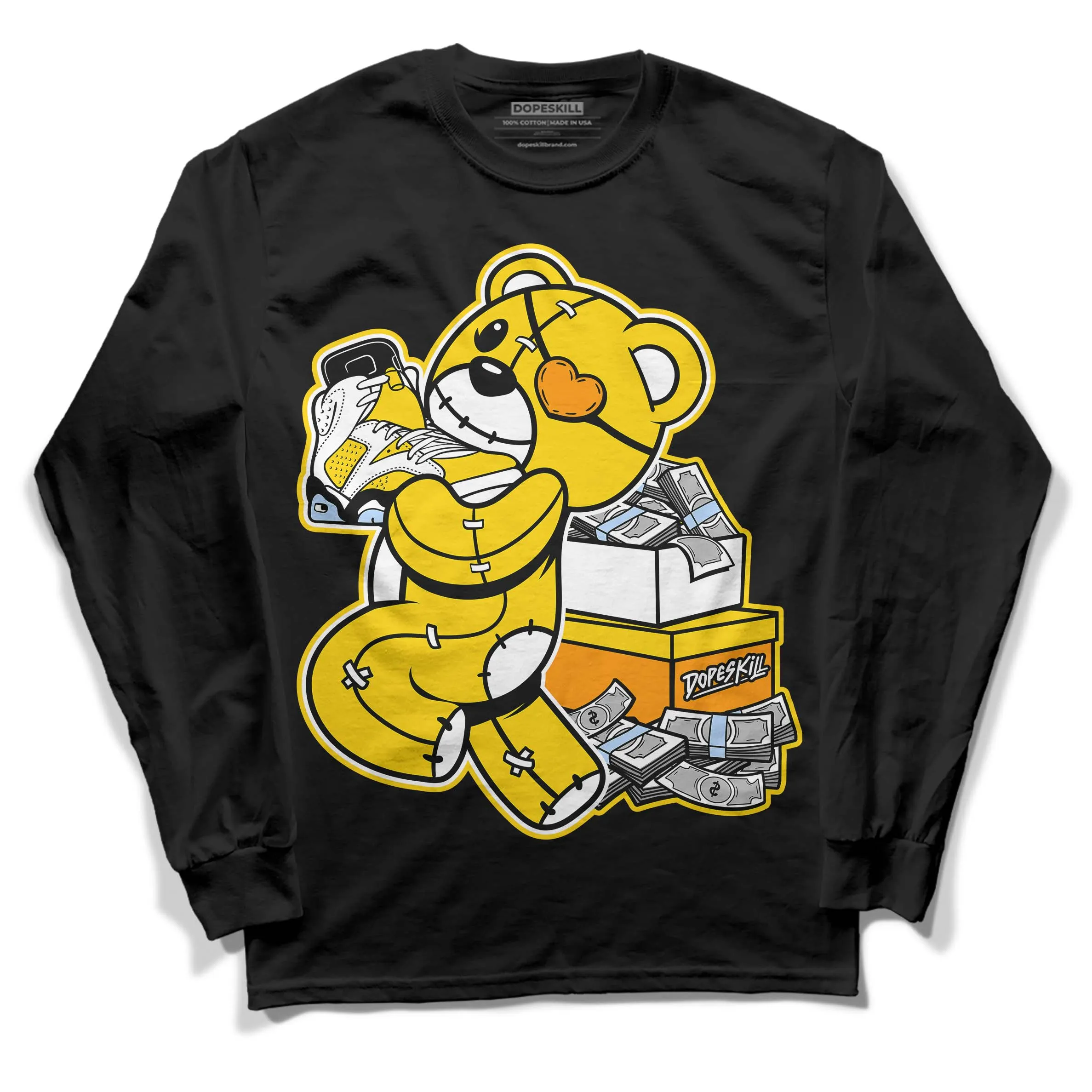 Yellow Ochre 6s DopeSkill Long Sleeve T-Shirt Bear Steals Sneaker Graphic sold by DopeSkill