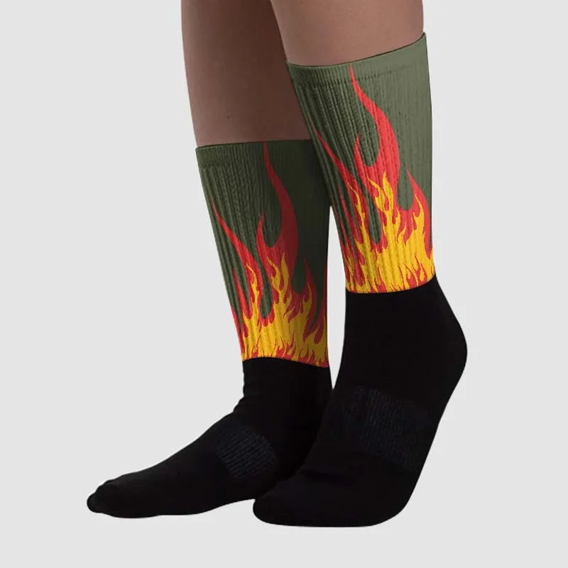 Dunk Mystic Red Cargo Khaki DopeSkill Sublimated Socks FIRE Graphic sold by DopeSkill product image thumbnail 2