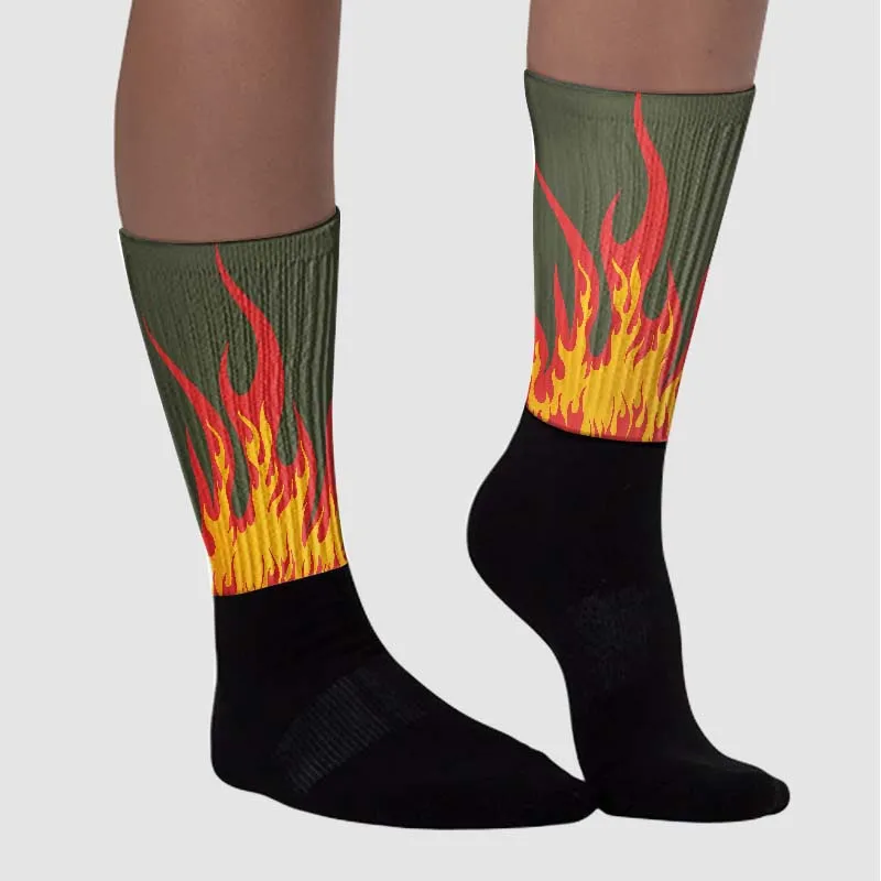 Dunk Mystic Red Cargo Khaki DopeSkill Sublimated Socks FIRE Graphic sold by DopeSkill product image thumbnail 3