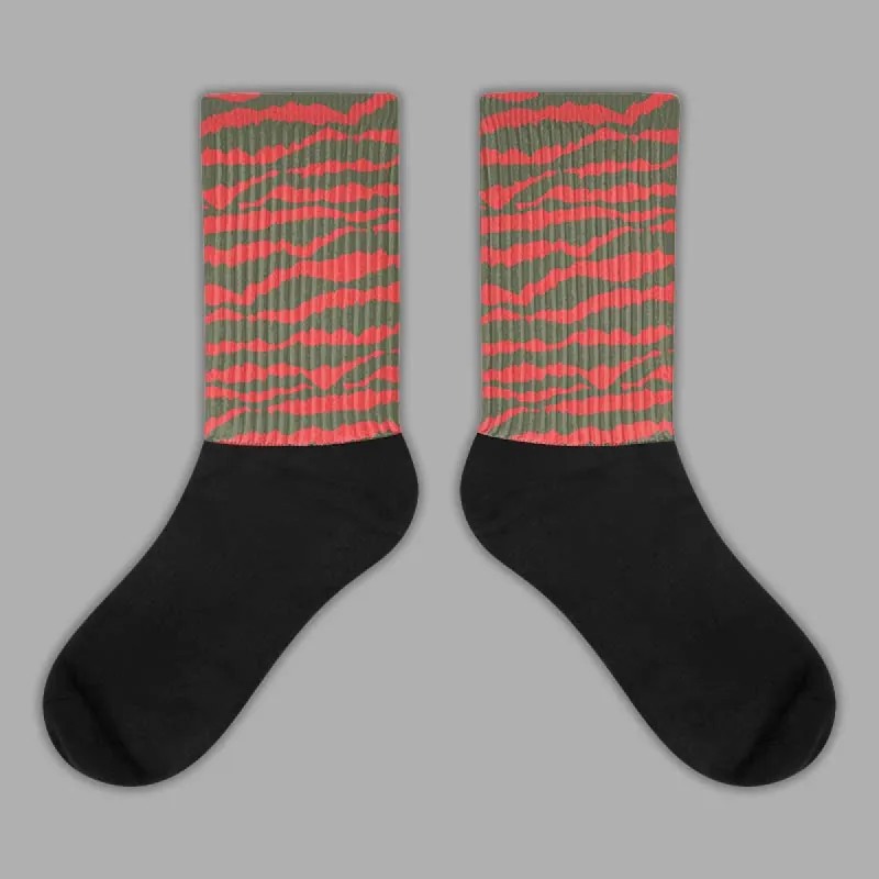 Dunk Mystic Red Cargo Khaki DopeSkill Sublimated Socks Abstract Tiger Graphic sold by DopeSkill