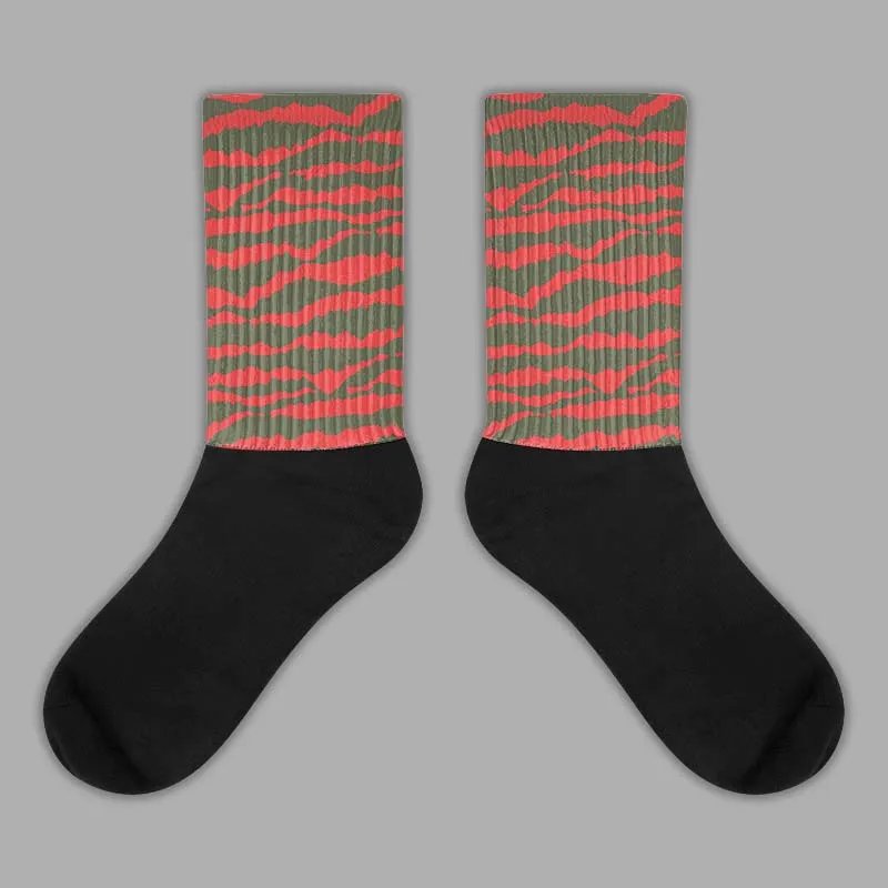 Dunk Mystic Red Cargo Khaki DopeSkill Sublimated Socks Abstract Tiger Graphic sold by DopeSkill