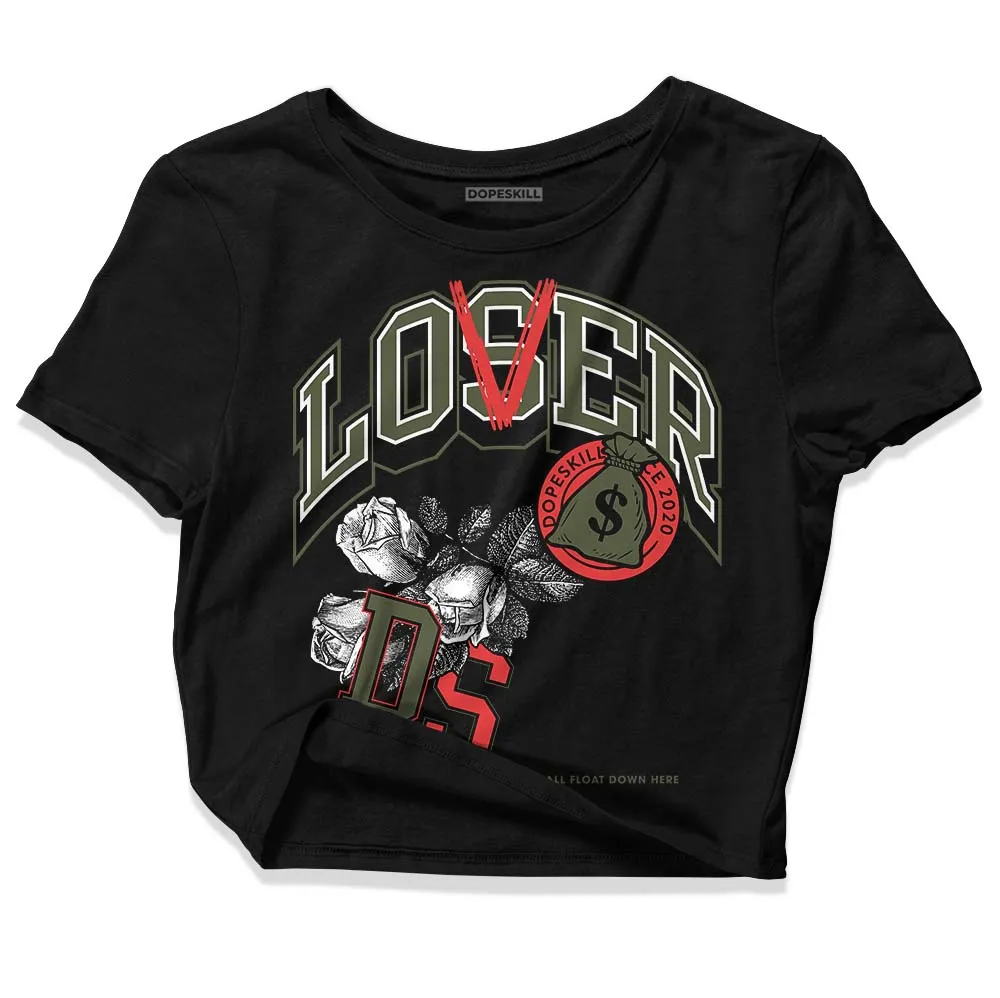 Dunk Mystic Red Cargo Khaki DopeSkill Women's Crop Top Loser Lover Graphic sold by DopeSkill product image thumbnail 2