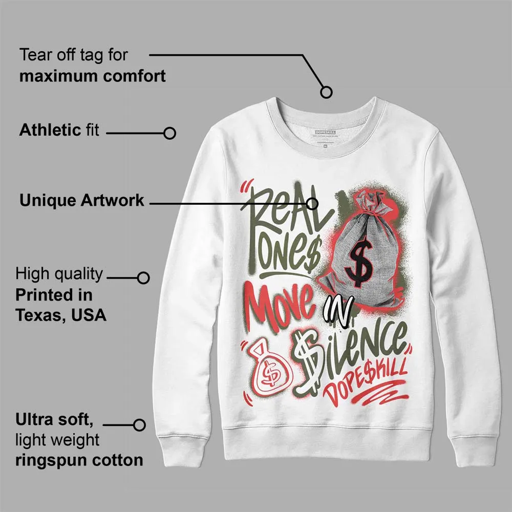 Dunk Mystic Red Cargo Khaki DopeSkill Sweatshirt Real Ones Move In Silence Graphic sold by DopeSkill product image thumbnail 3