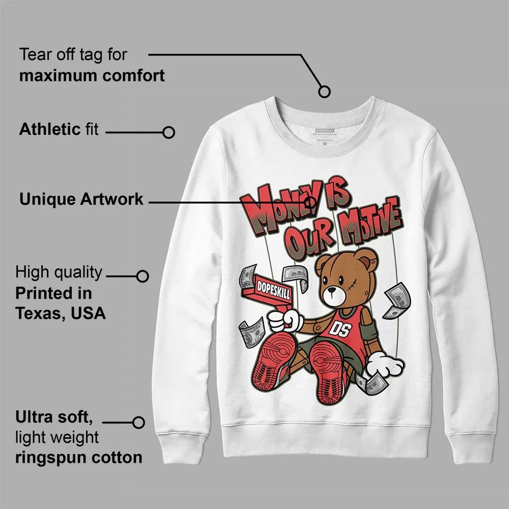 Dunk Mystic Red Cargo Khaki DopeSkill Sweatshirt Money Is Our Motive Bear Graphic sold by DopeSkill product image thumbnail 3
