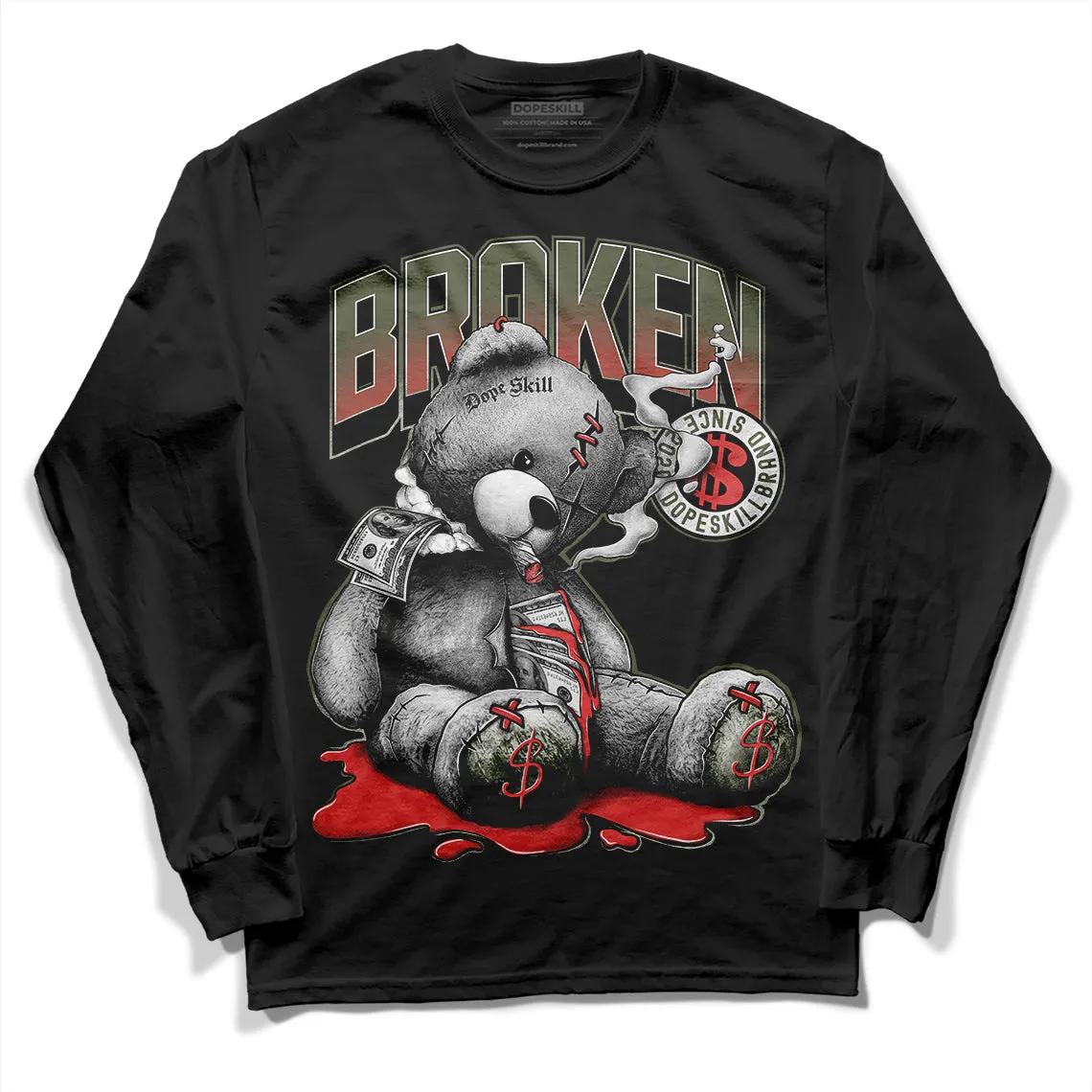 Dunk Mystic Red Cargo Khaki DopeSkill Long Sleeve T-Shirt Sick Bear Graphic sold by DopeSkill product image thumbnail 2