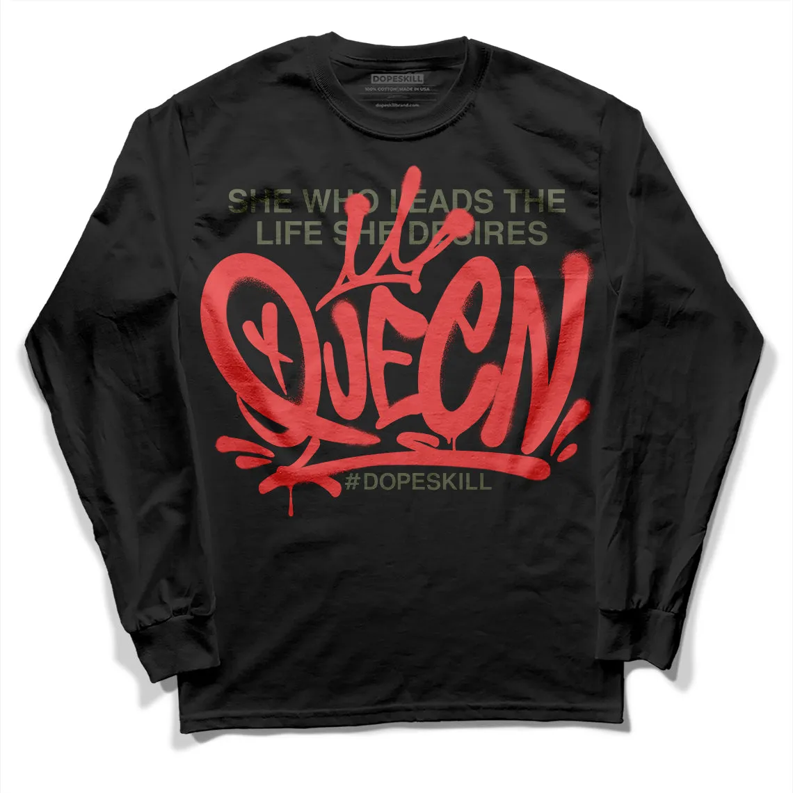 Dunk Mystic Red Cargo Khaki DopeSkill Long Sleeve T-Shirt Queen Graphic sold by DopeSkill product image thumbnail 2