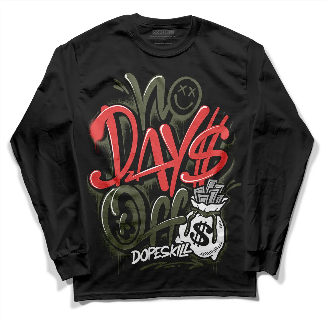 Dunk Mystic Red Cargo Khaki DopeSkill Long Sleeve T-Shirt No Days Off Graphic sold by DopeSkill product image thumbnail 2