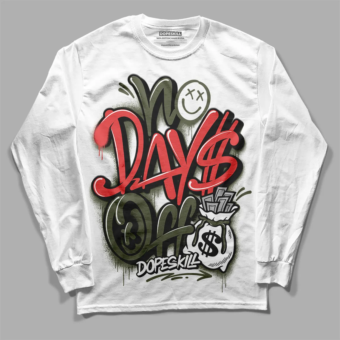 Dunk Mystic Red Cargo Khaki DopeSkill Long Sleeve T-Shirt No Days Off Graphic sold by DopeSkill