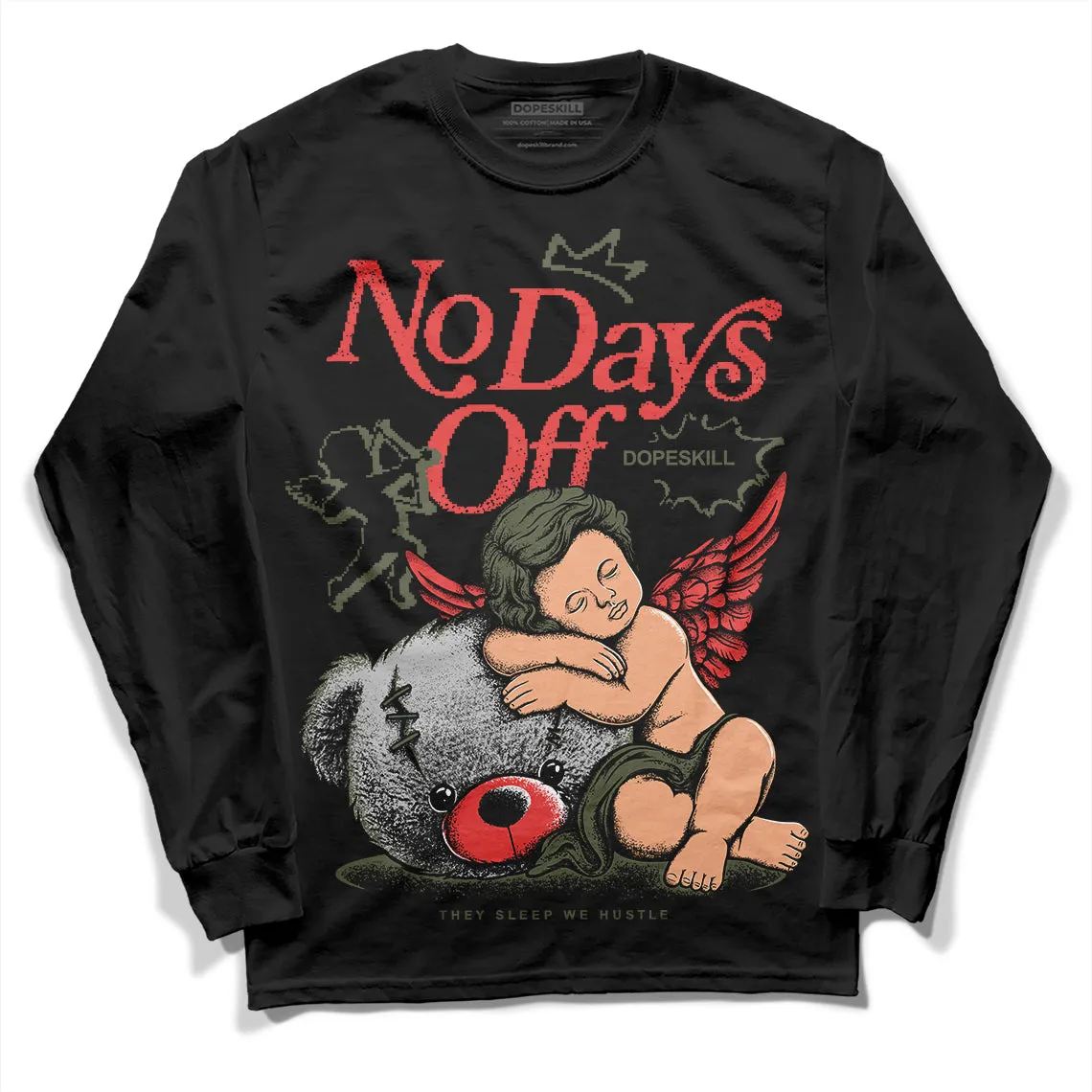 Dunk Mystic Red Cargo Khaki DopeSkill Long Sleeve T-Shirt New No Days Off Graphic sold by DopeSkill product image thumbnail 2