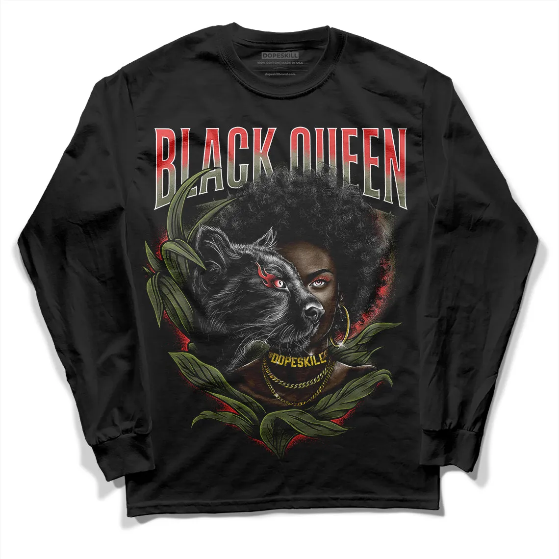 Dunk Mystic Red Cargo Khaki DopeSkill Long Sleeve T-Shirt New Black Queen Graphic sold by DopeSkill product image thumbnail 2