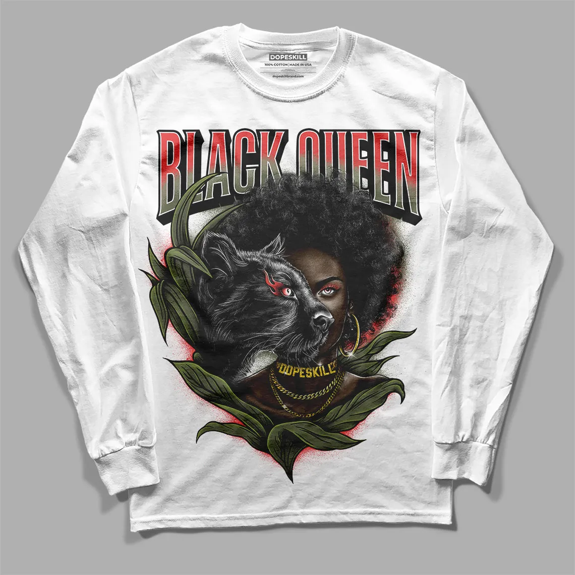 Dunk Mystic Red Cargo Khaki DopeSkill Long Sleeve T-Shirt New Black Queen Graphic sold by DopeSkill