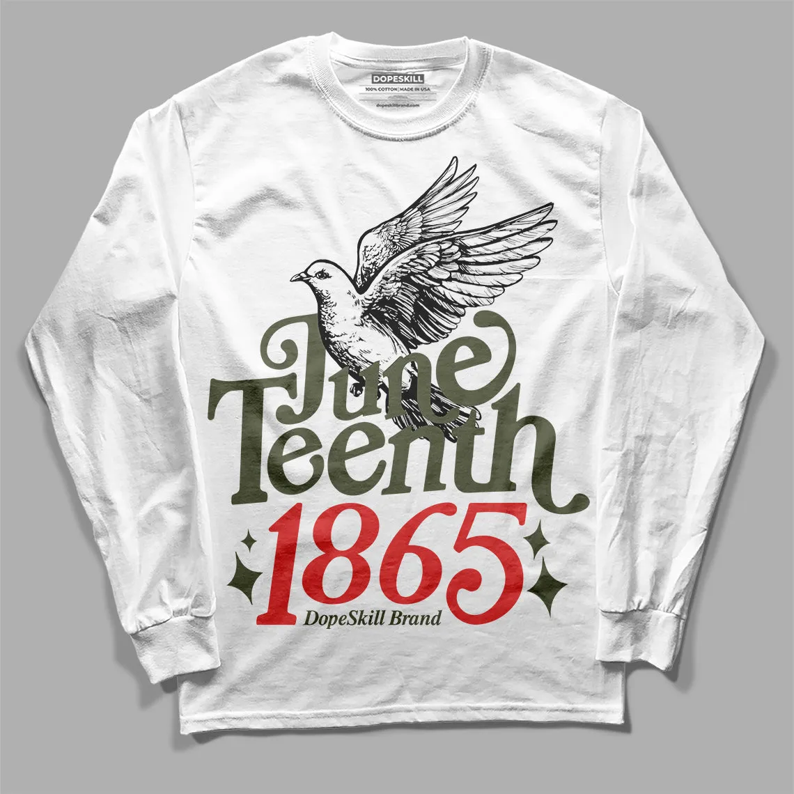 Dunk Mystic Red Cargo Khaki DopeSkill Long Sleeve T-Shirt Juneteenth 1865 Graphic sold by DopeSkill