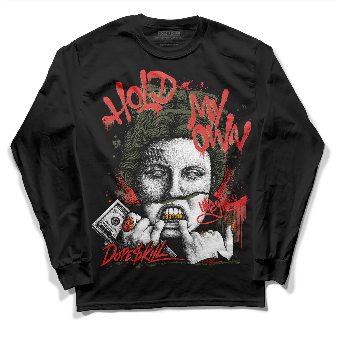 Dunk Mystic Red Cargo Khaki DopeSkill Long Sleeve T-Shirt Hold My Own Graphic sold by DopeSkill product image thumbnail 2