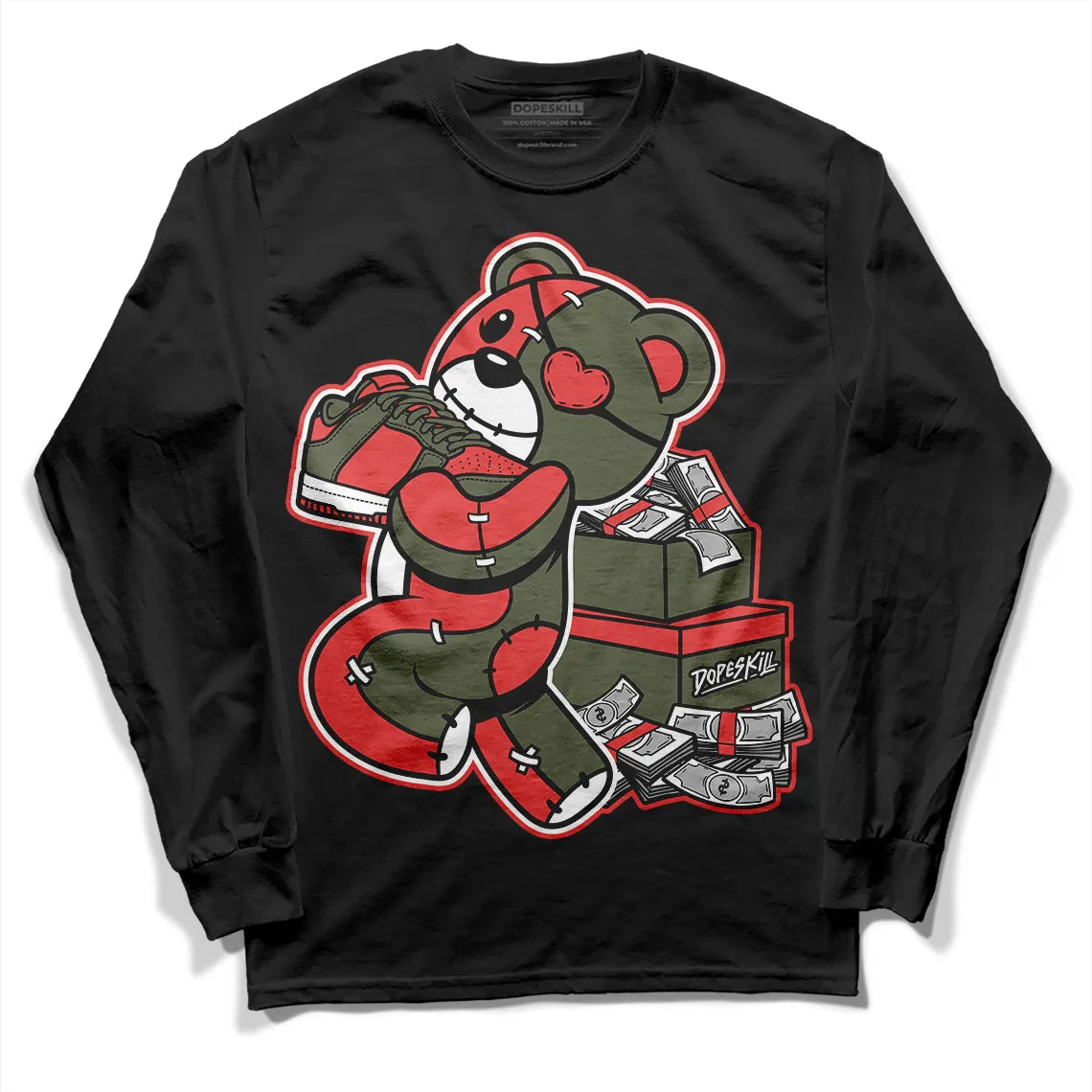 Dunk Mystic Red Cargo Khaki DopeSkill Long Sleeve T-Shirt Bear Steals Sneaker Graphic sold by DopeSkill product image thumbnail 2