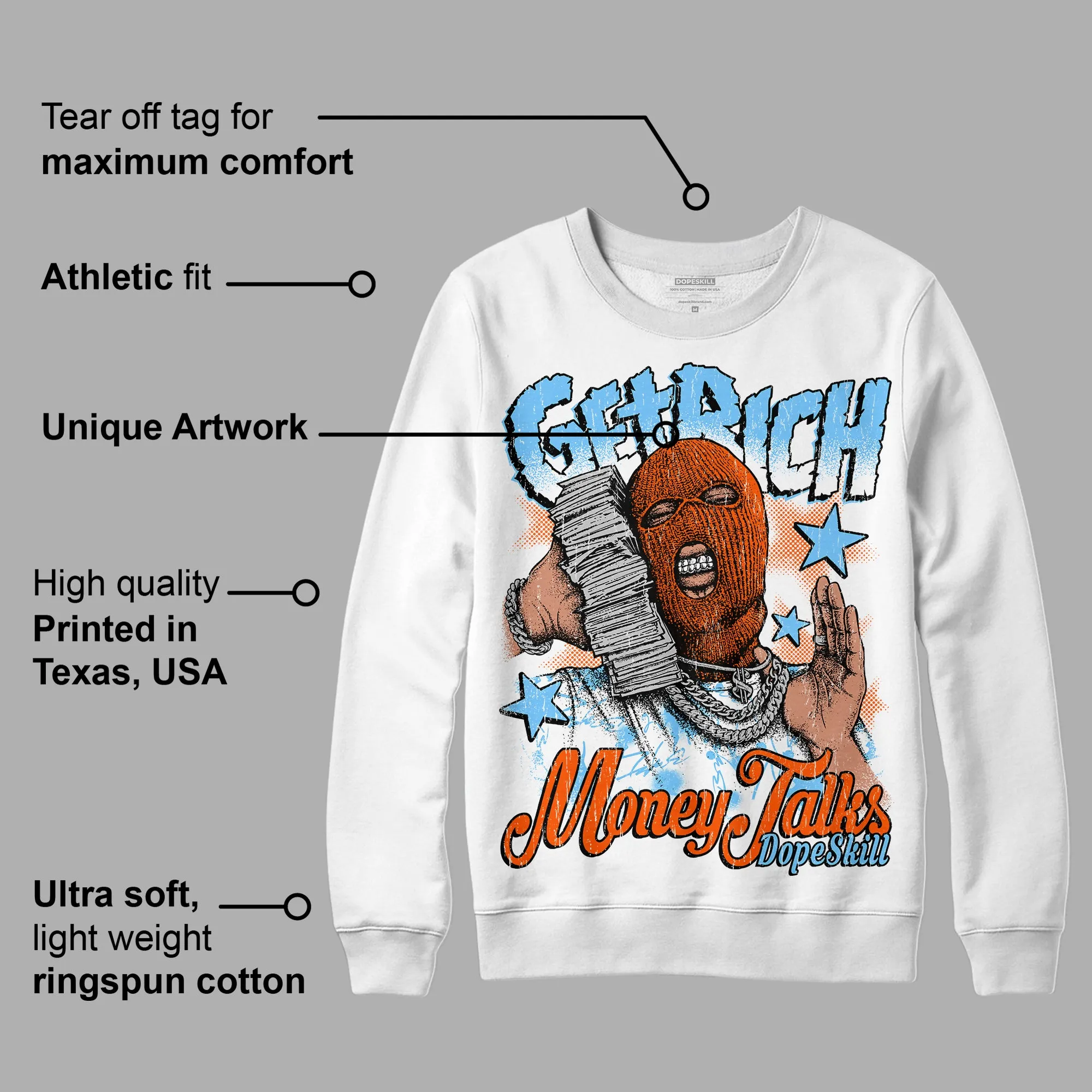 Dunk Low Futura University Blue DopeSkill Sweatshirt Get Rich Graphic sold by DopeSkill product image thumbnail 3