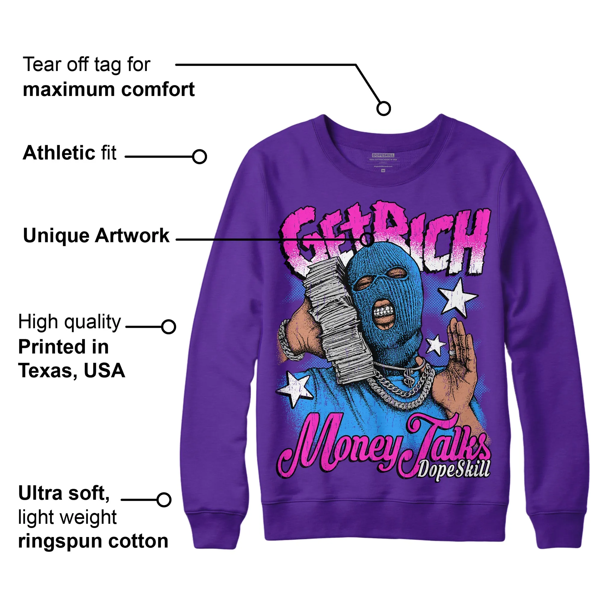 Court Purple 13s DopeSkill Purple Sweatshirt Get Rich Graphic sold by DopeSkill product image thumbnail 2