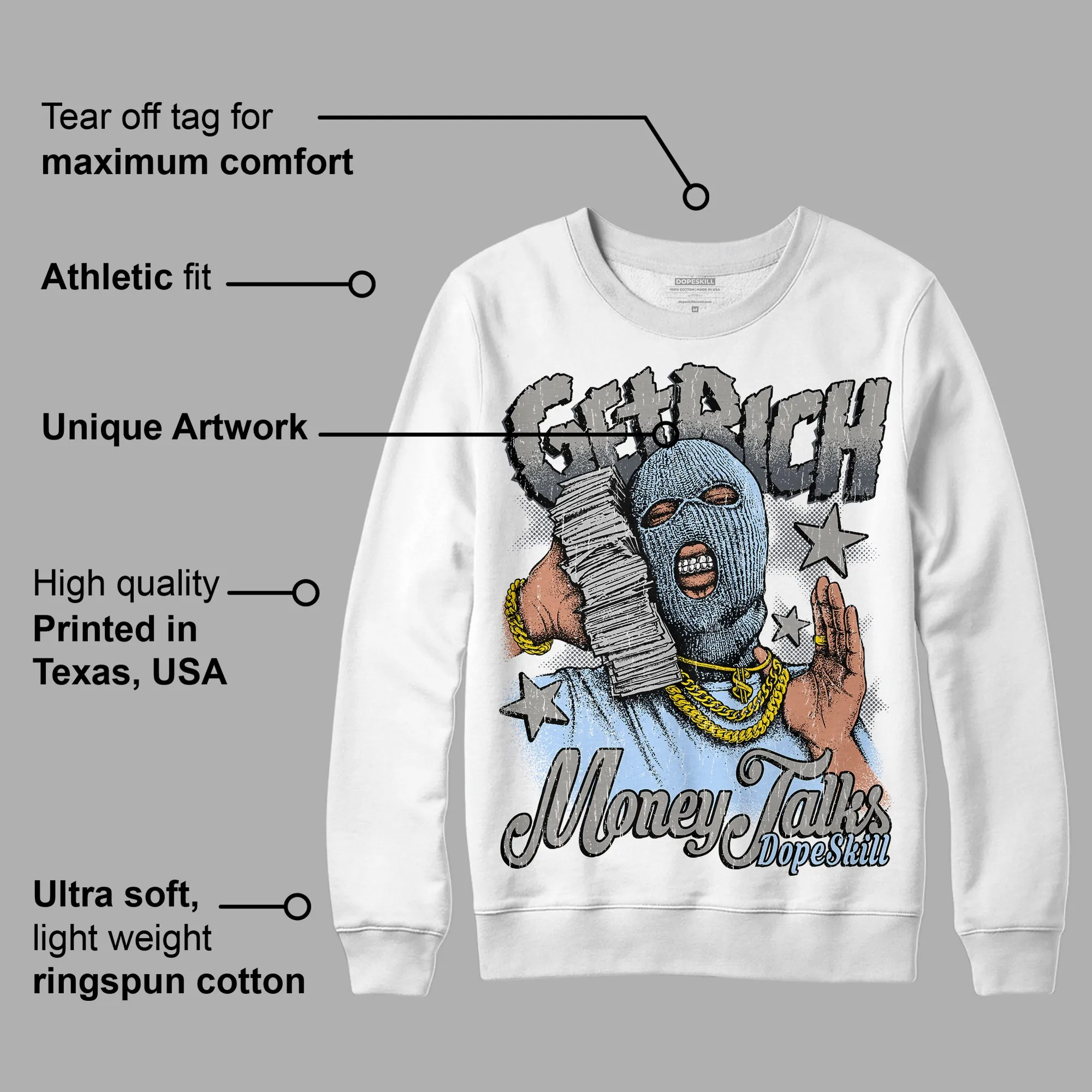 Cool Grey 11s DopeSkill Sweatshirt Get Rich Graphic sold by DopeSkill product image thumbnail 3