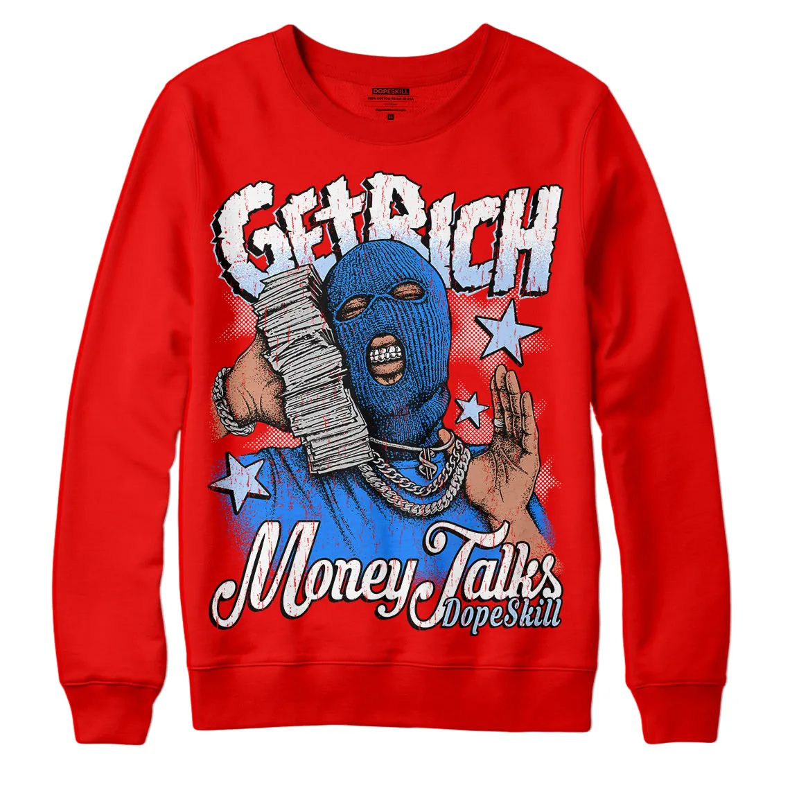 Cherry 11s DopeSkill Varsity Red Sweatshirt Get Rich Graphic sold by DopeSkill