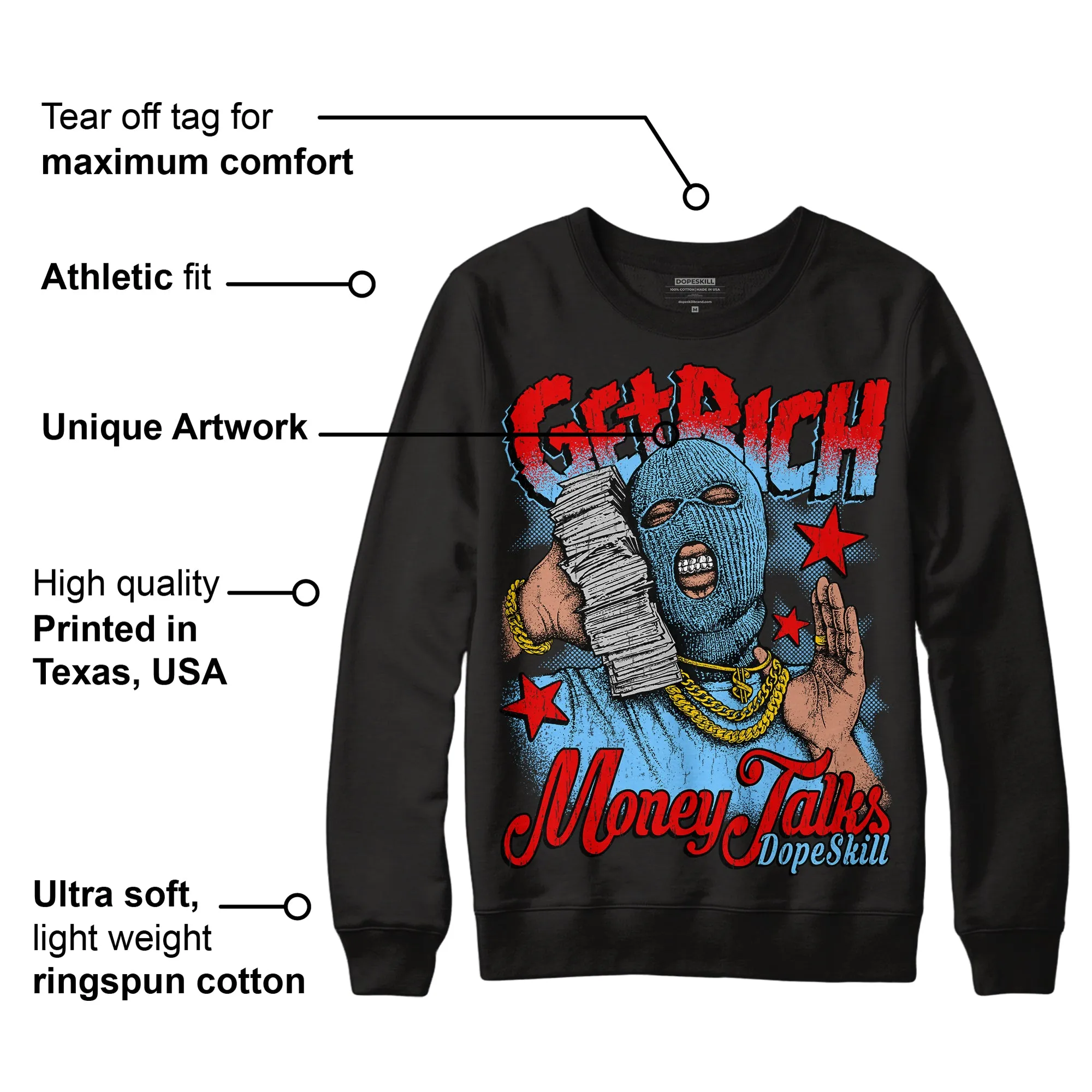 Cactus Jack 4s DopeSkill Sweatshirt Get Rich Graphic sold by DopeSkill product image thumbnail 3