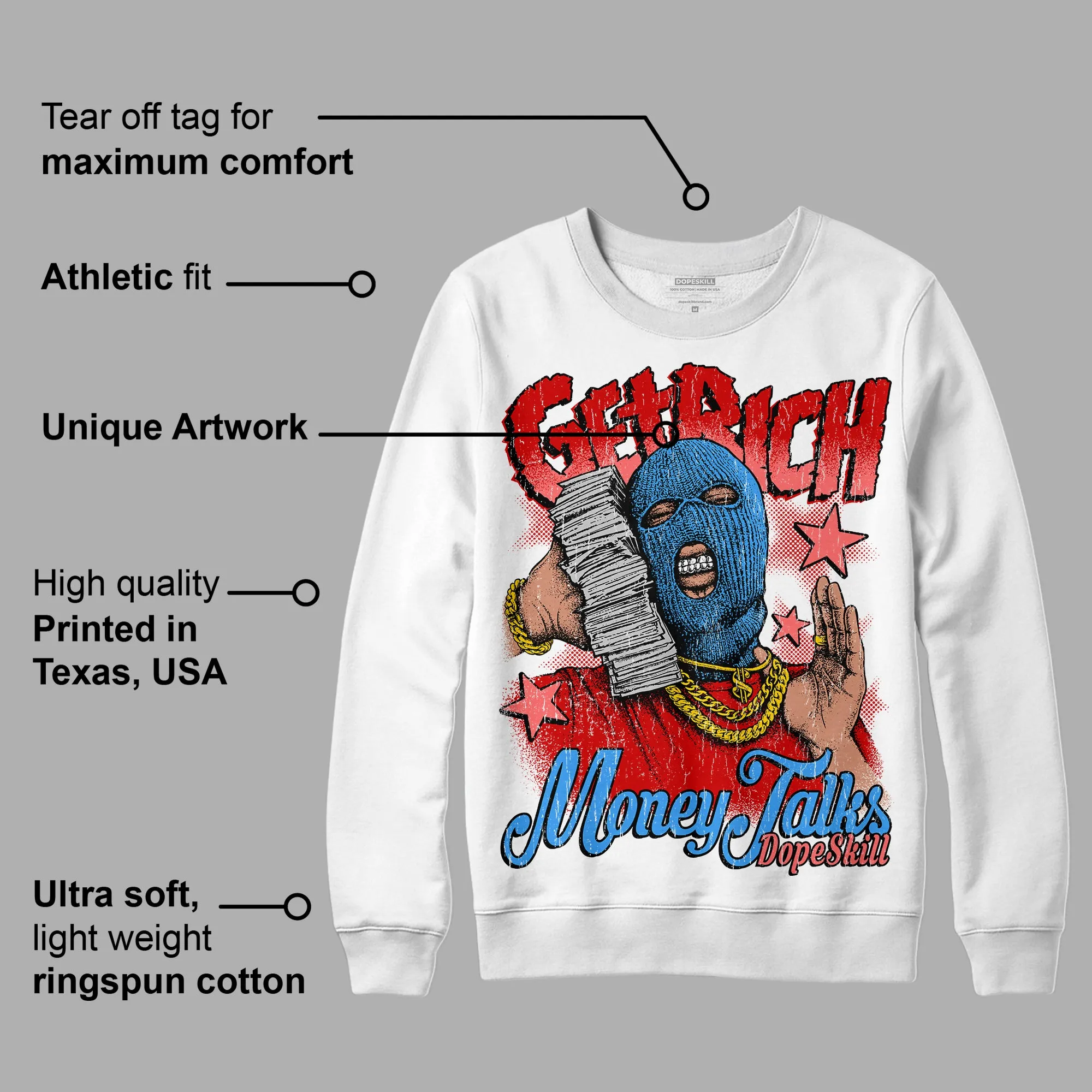 Black Toe 1s DopeSkill Sweatshirt Get Rich Graphic sold by DopeSkill product image thumbnail 3