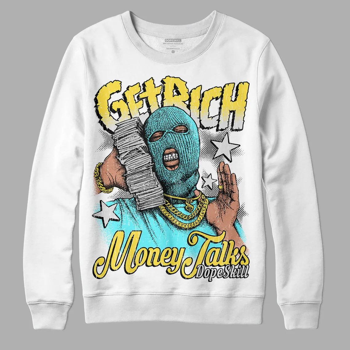 Aqua 5s DopeSkill Sweatshirt Get Rich Graphic sold by DopeSkill product image thumbnail 2