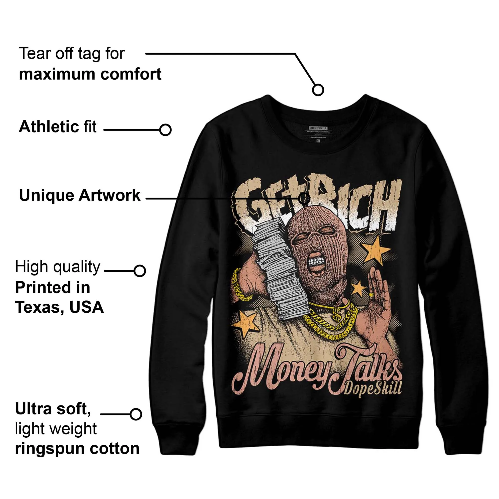 TAN Collection DopeSkill Sweatshirt Get Rich Graphic sold by DopeSkill product image thumbnail 3