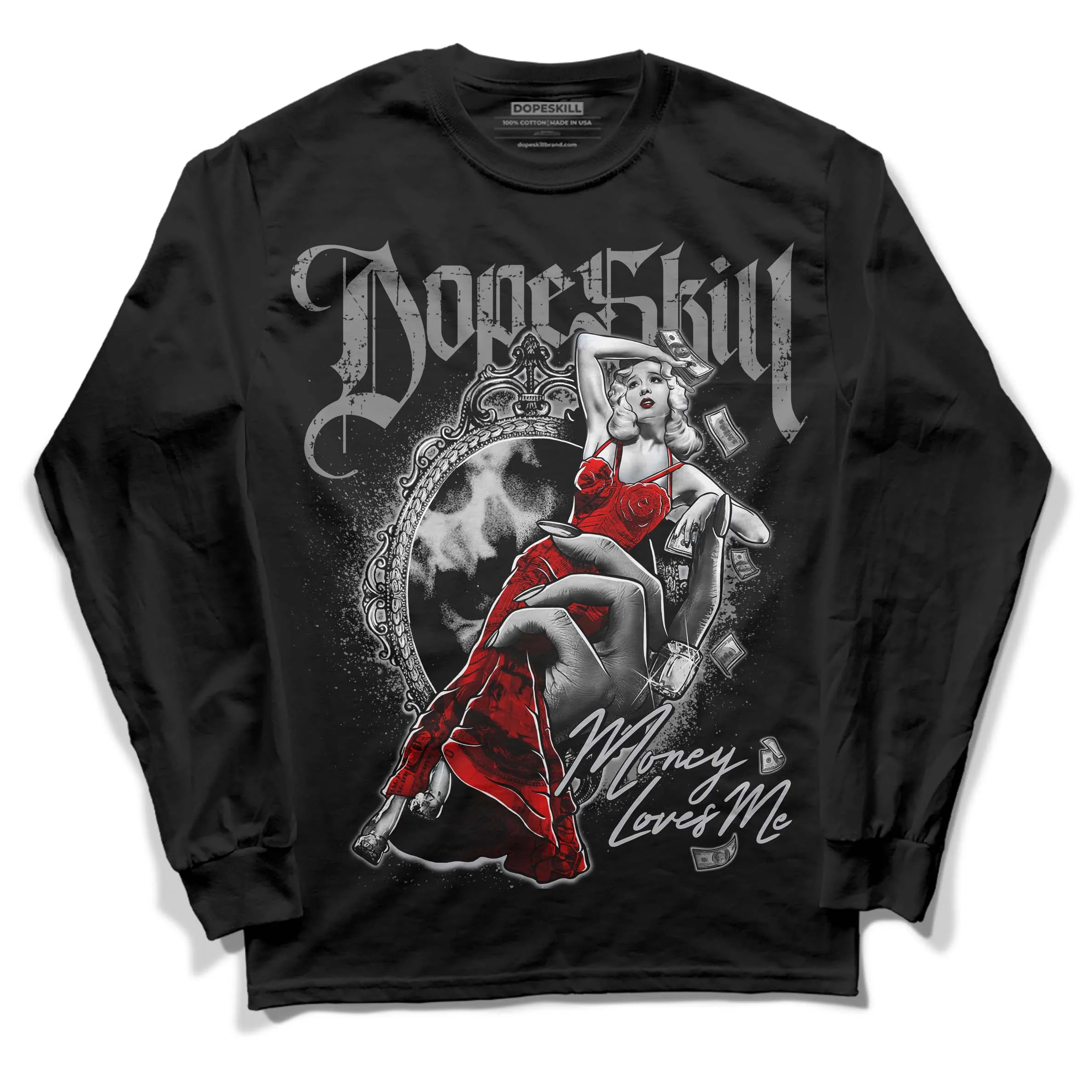 Grey Collection DopeSkill Long Sleeve T-Shirt Money Loves Me Graphic sold by DopeSkill product image thumbnail 2
