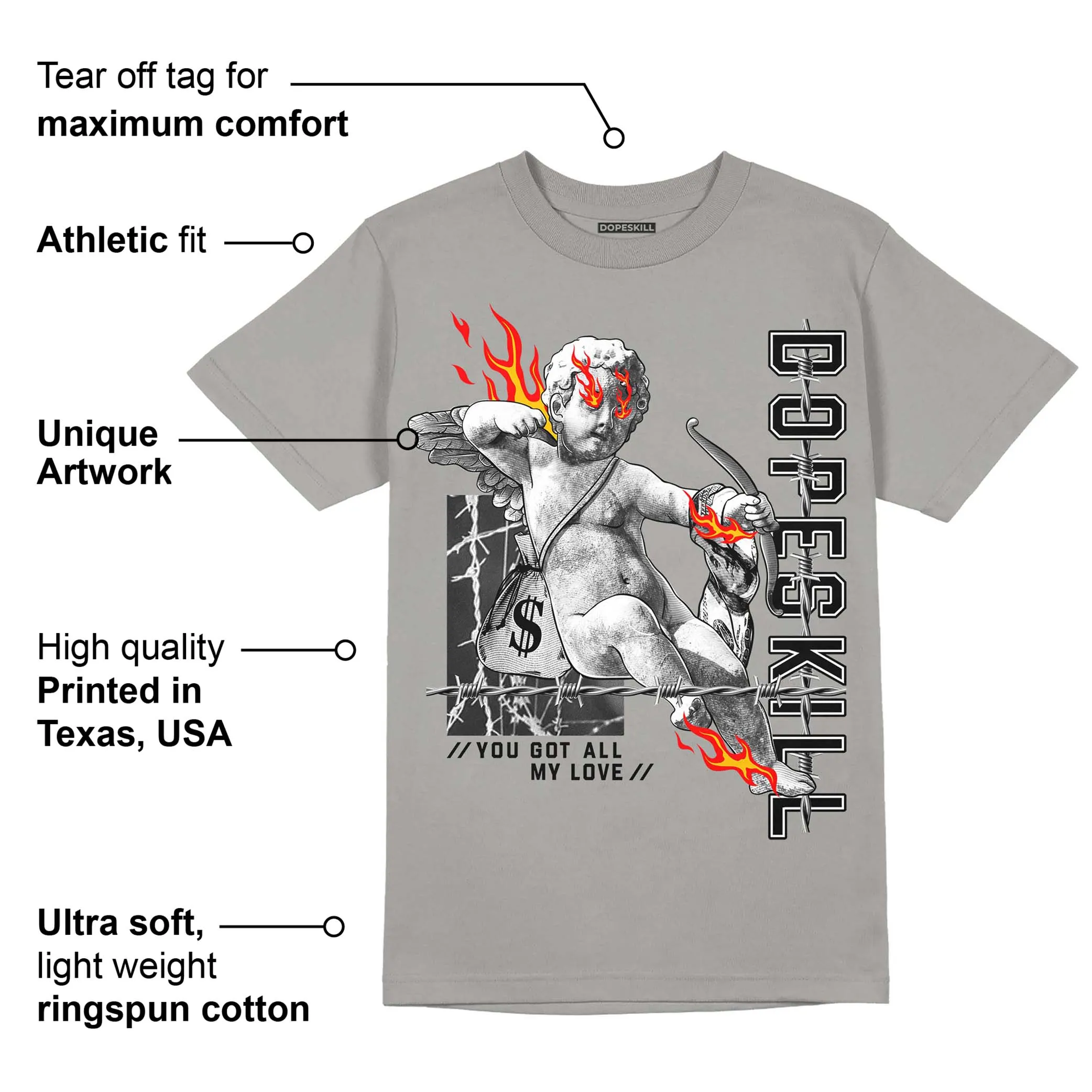Grey Collection DopeSkill Grey T-shirt You Got All My Love Graphic sold by DopeSkill product image thumbnail 2