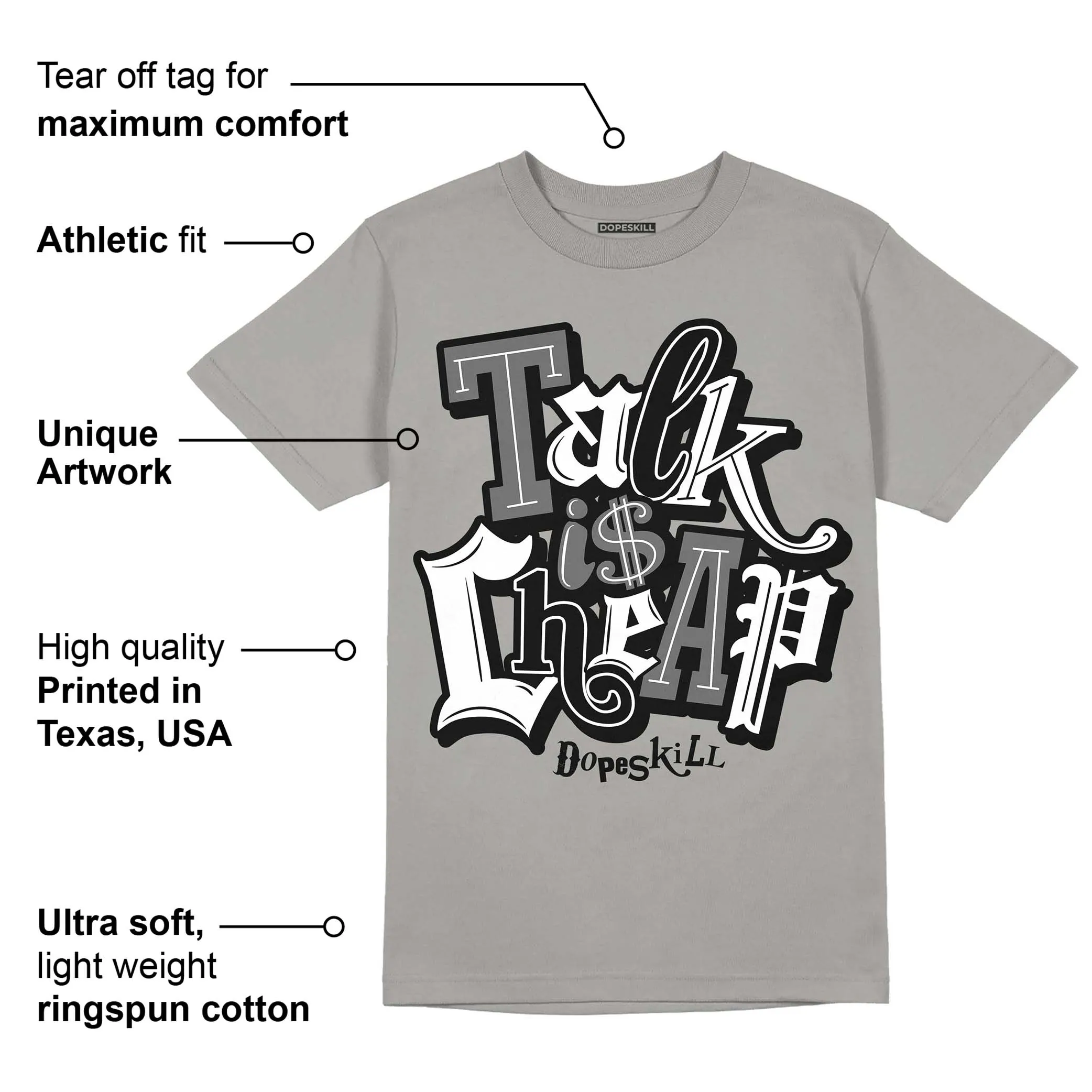 Grey Collection DopeSkill Grey T-shirt Talk Is Chip Graphic sold by DopeSkill product image thumbnail 2