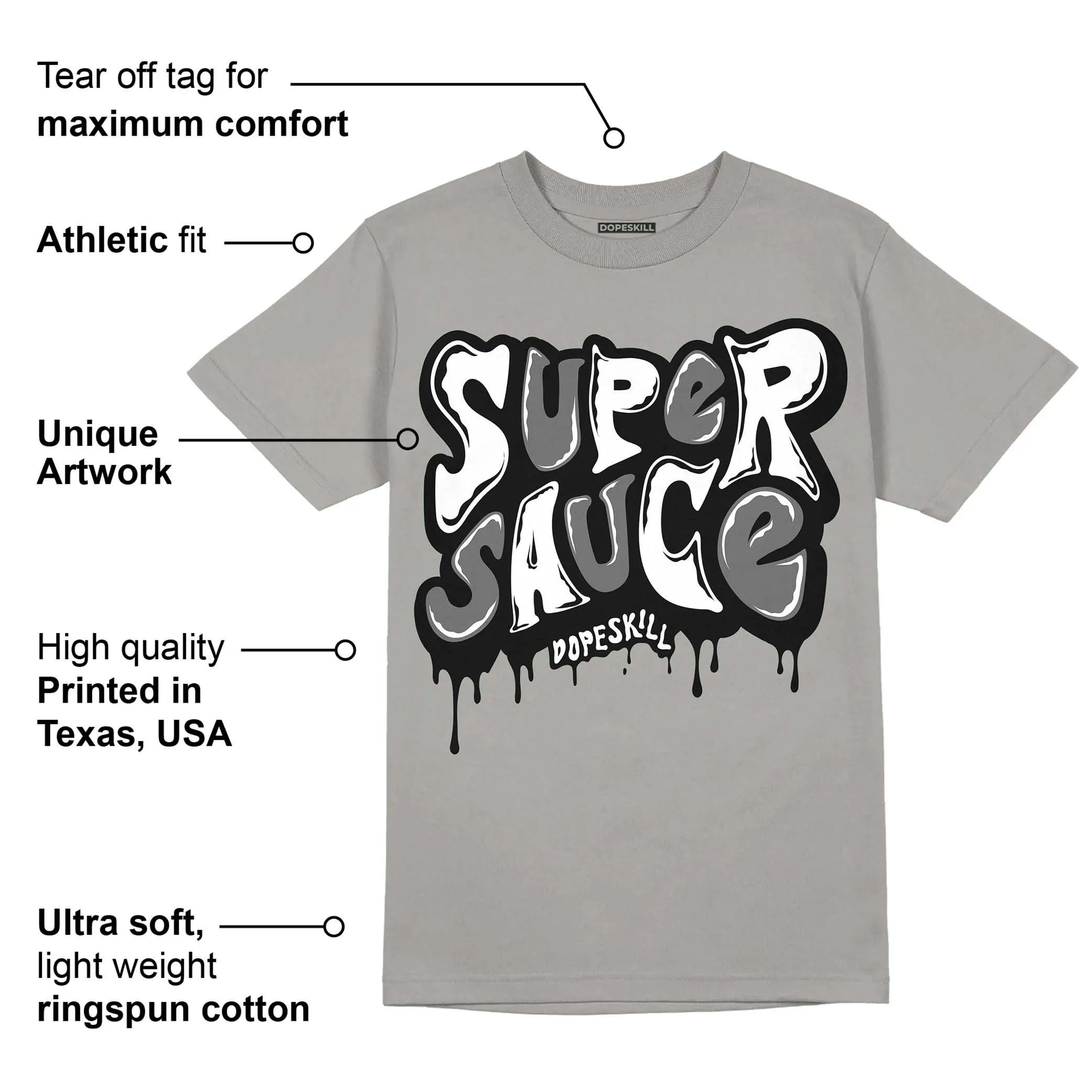 Grey Collection DopeSkill Grey T-shirt Super Sauce Graphic sold by DopeSkill product image thumbnail 2