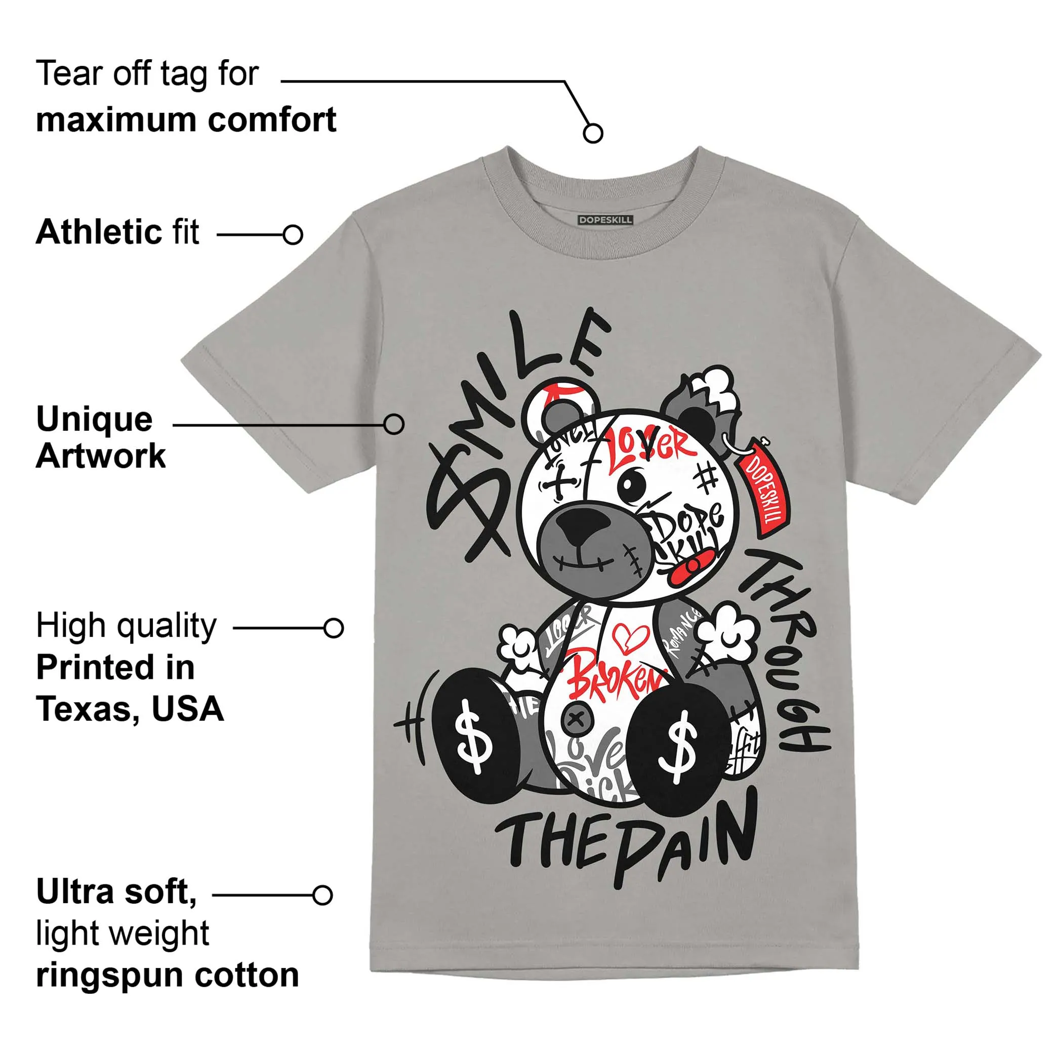 Grey Collection DopeSkill Grey T-shirt Smile Through The Pain Graphic sold by DopeSkill product image thumbnail 2