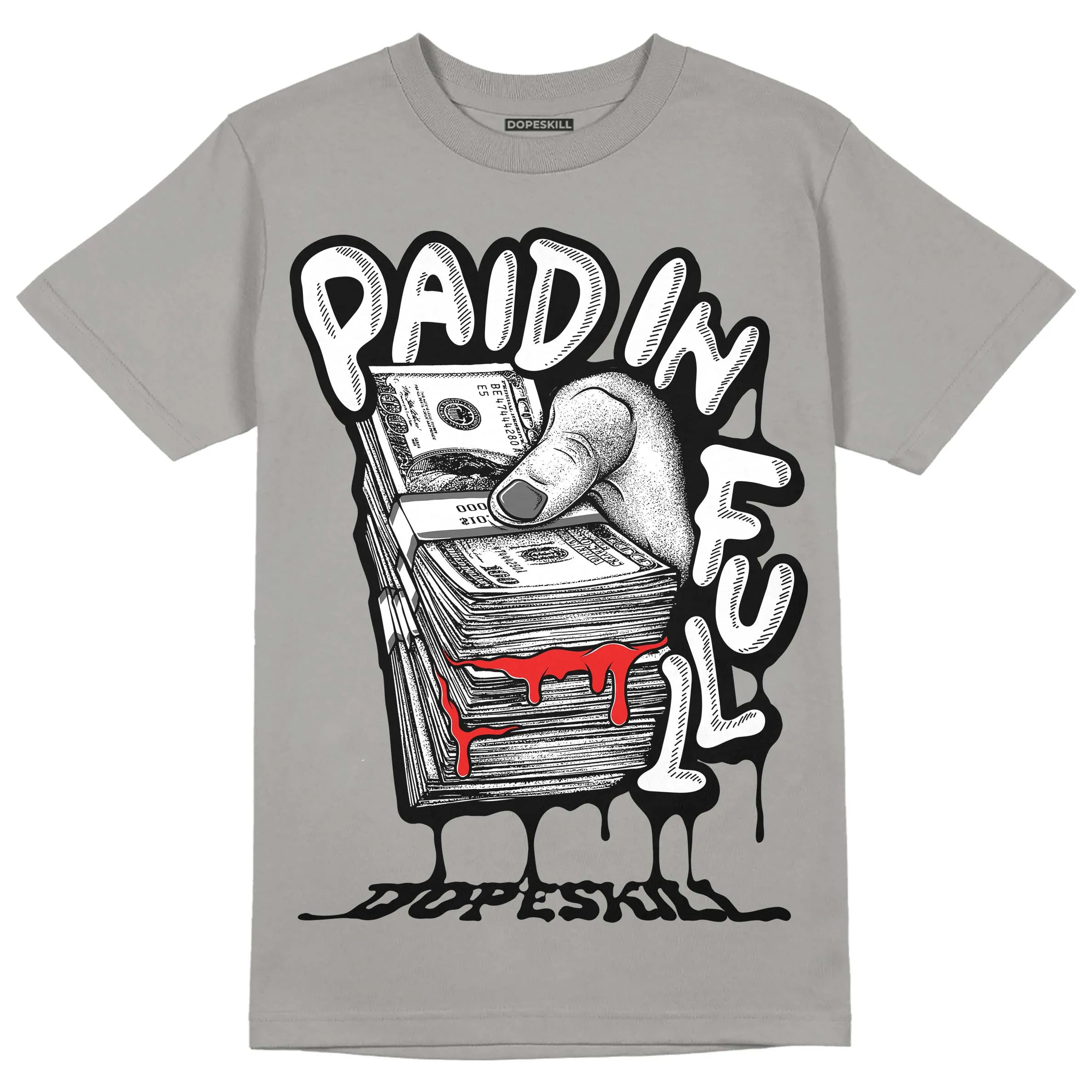 Grey Collection DopeSkill Grey T-shirt Paid In Full Graphic sold by DopeSkill