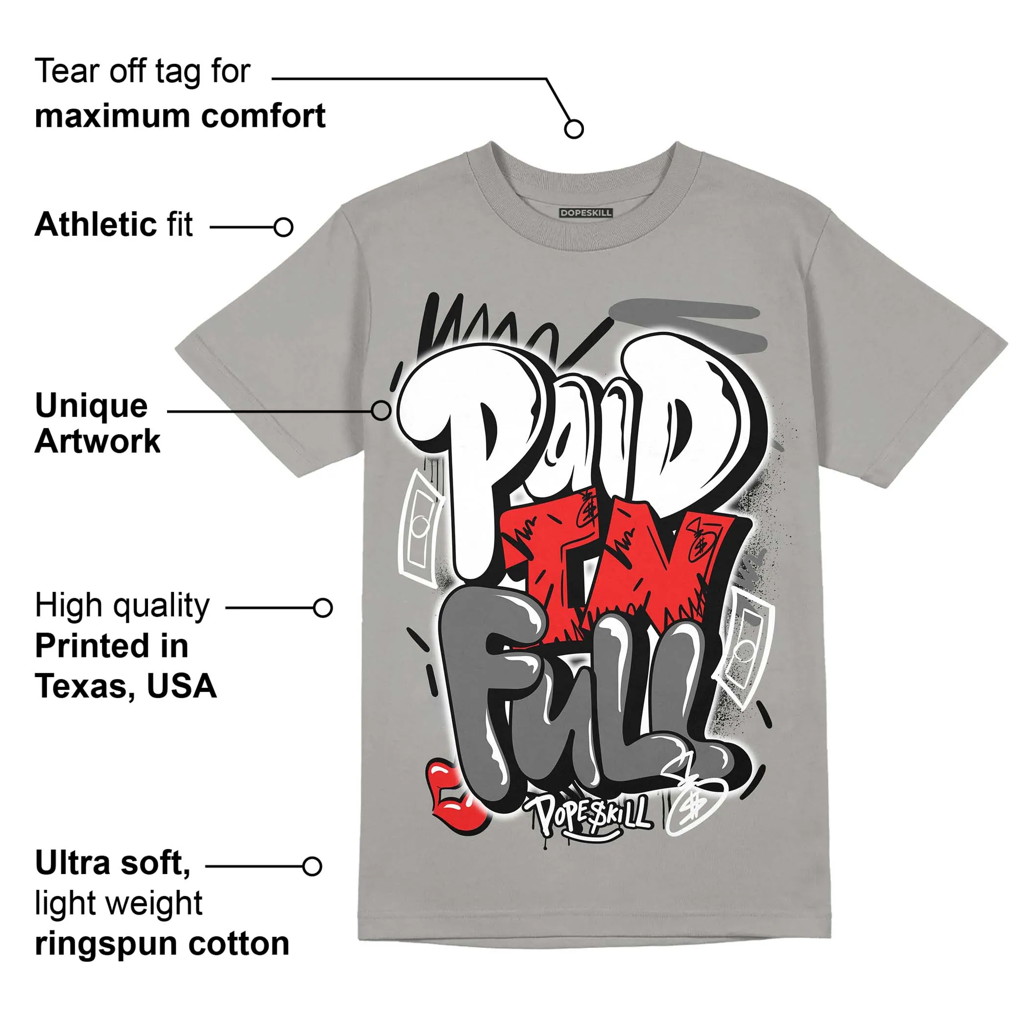 Grey Collection DopeSkill Grey T-shirt New Paid In Full Graphic sold by DopeSkill product image thumbnail 2