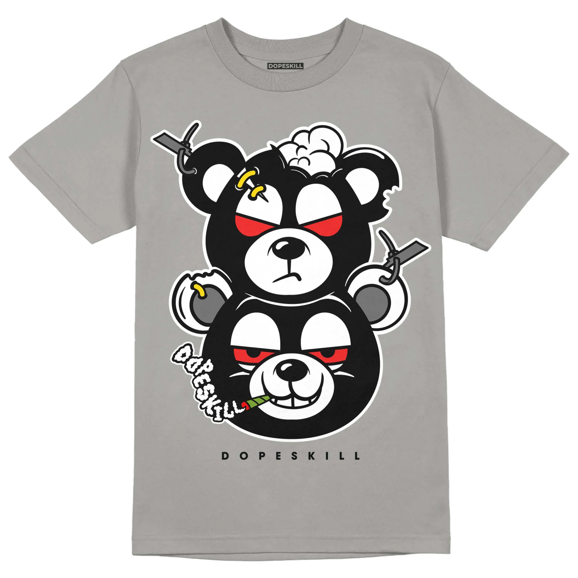 Grey Collection DopeSkill Grey T-shirt New Double Bear Graphic sold by DopeSkill