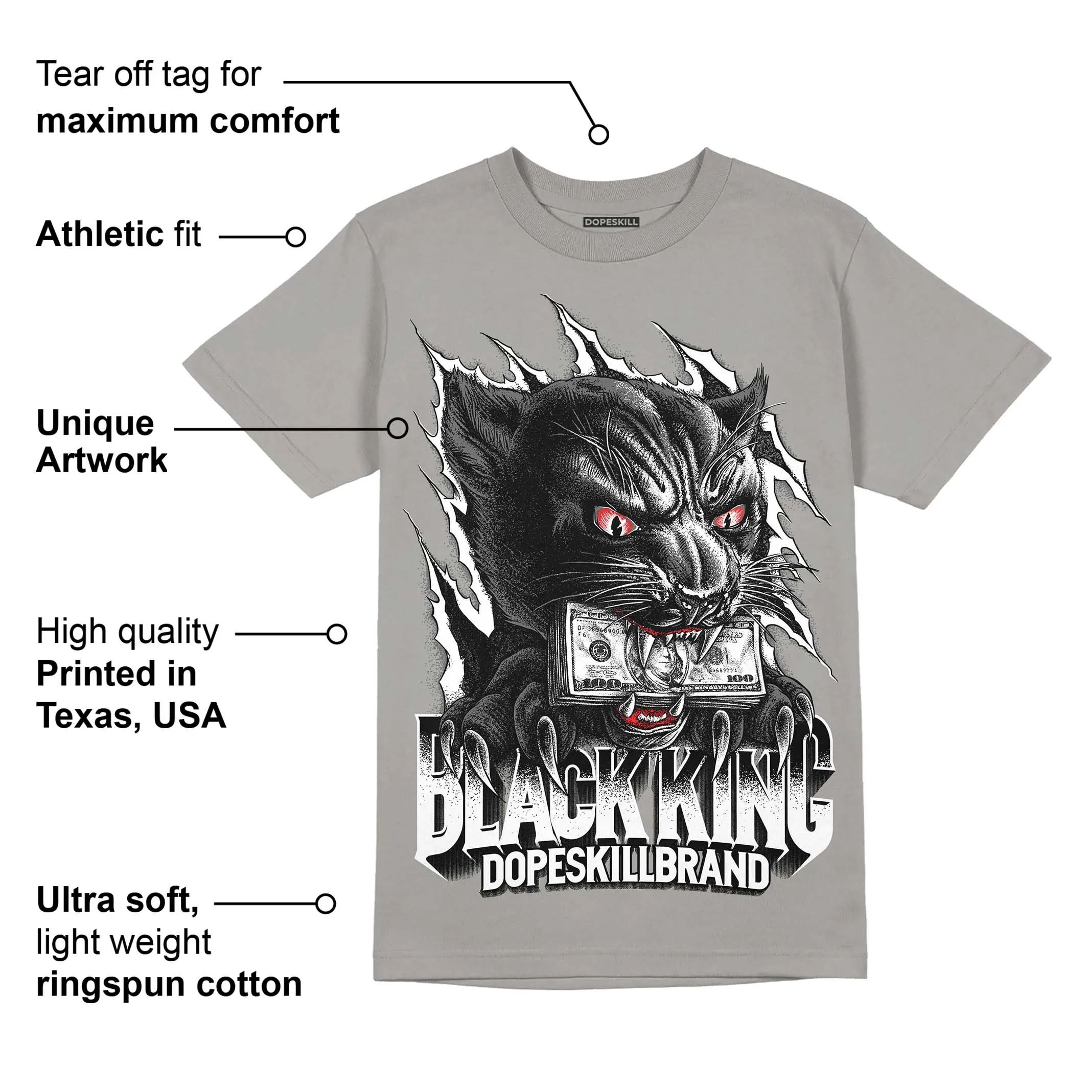 Grey Collection DopeSkill Grey T-shirt Black King Graphic sold by DopeSkill product image thumbnail 2