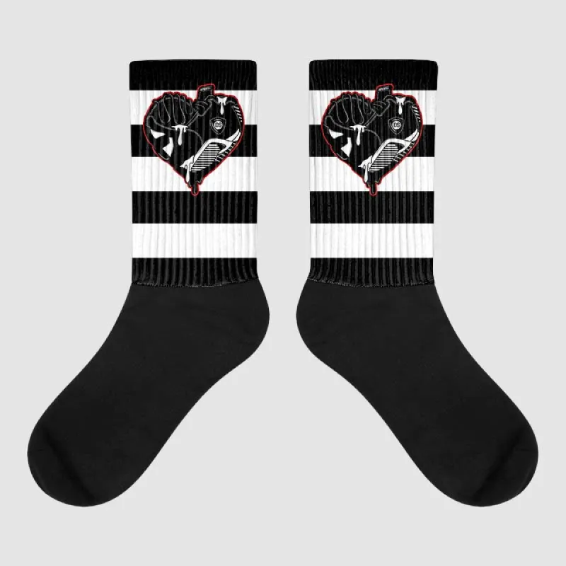 Black and White 14s DopeSkill Sublimated Socks Horizontal Stripes Graphic sold by DopeSkill